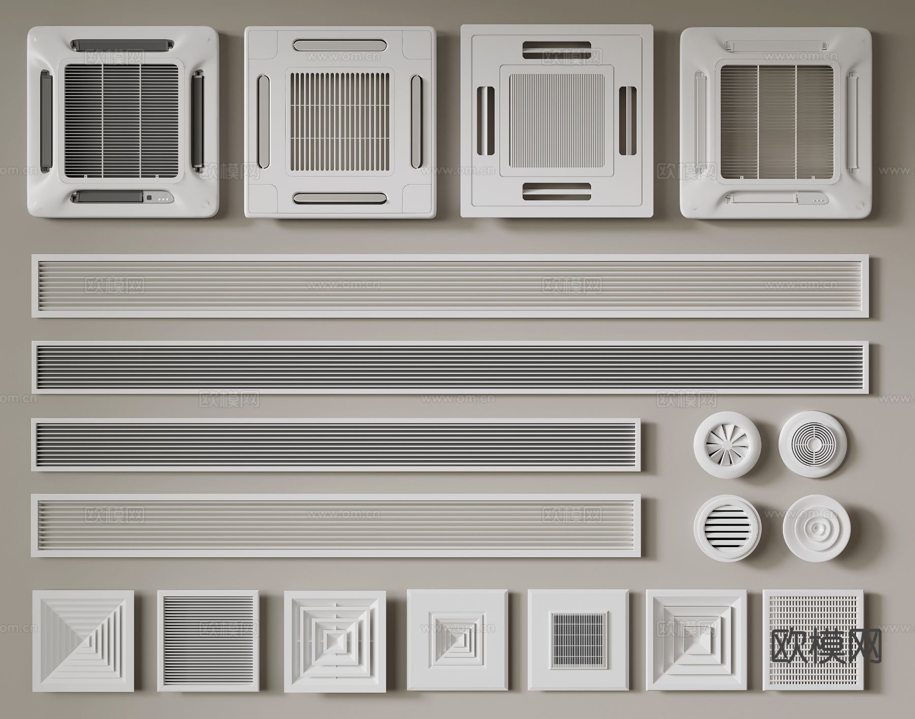 空调出风口 新风口 排风口3d模型