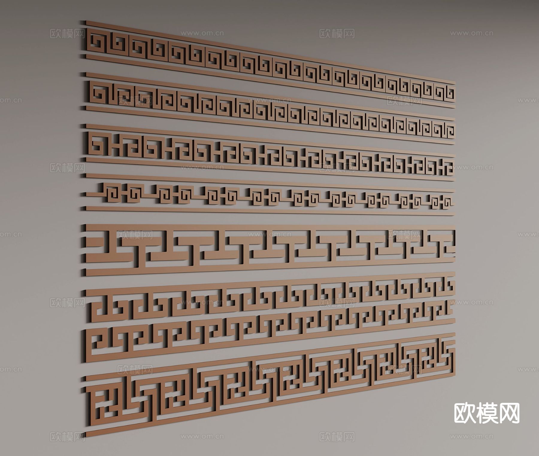 新中式窗花 线条 窗格 角线3d模型