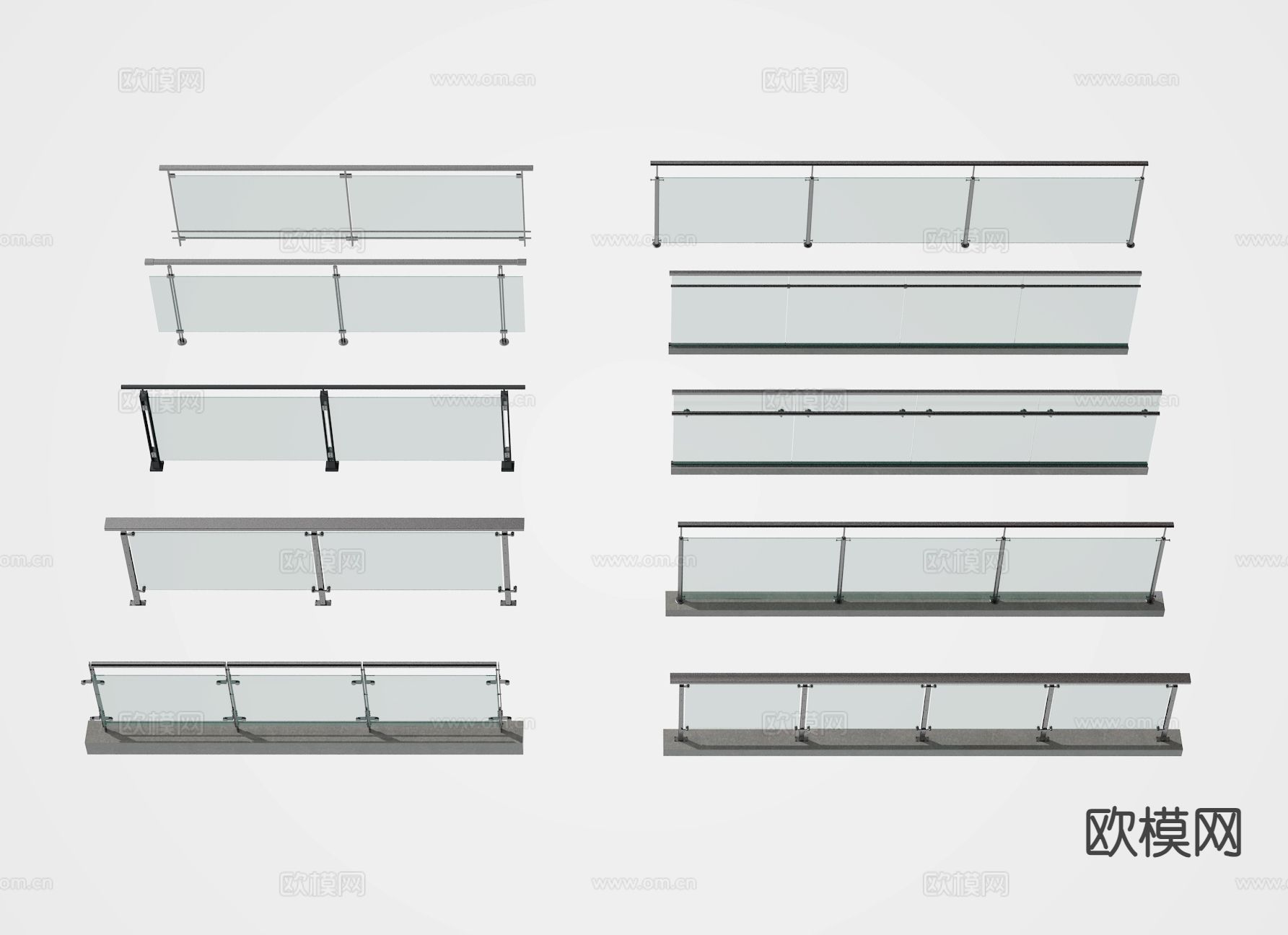 玻璃栏杆 护栏 围栏3d模型