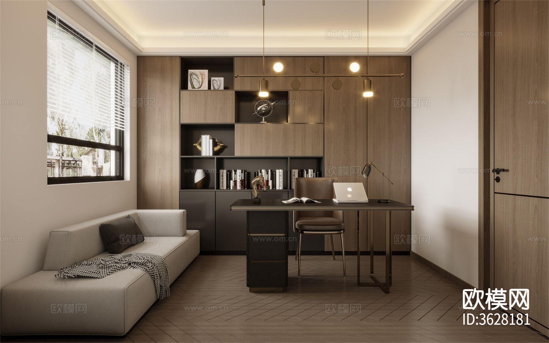 现代大平层效果图下载（渲染图4）