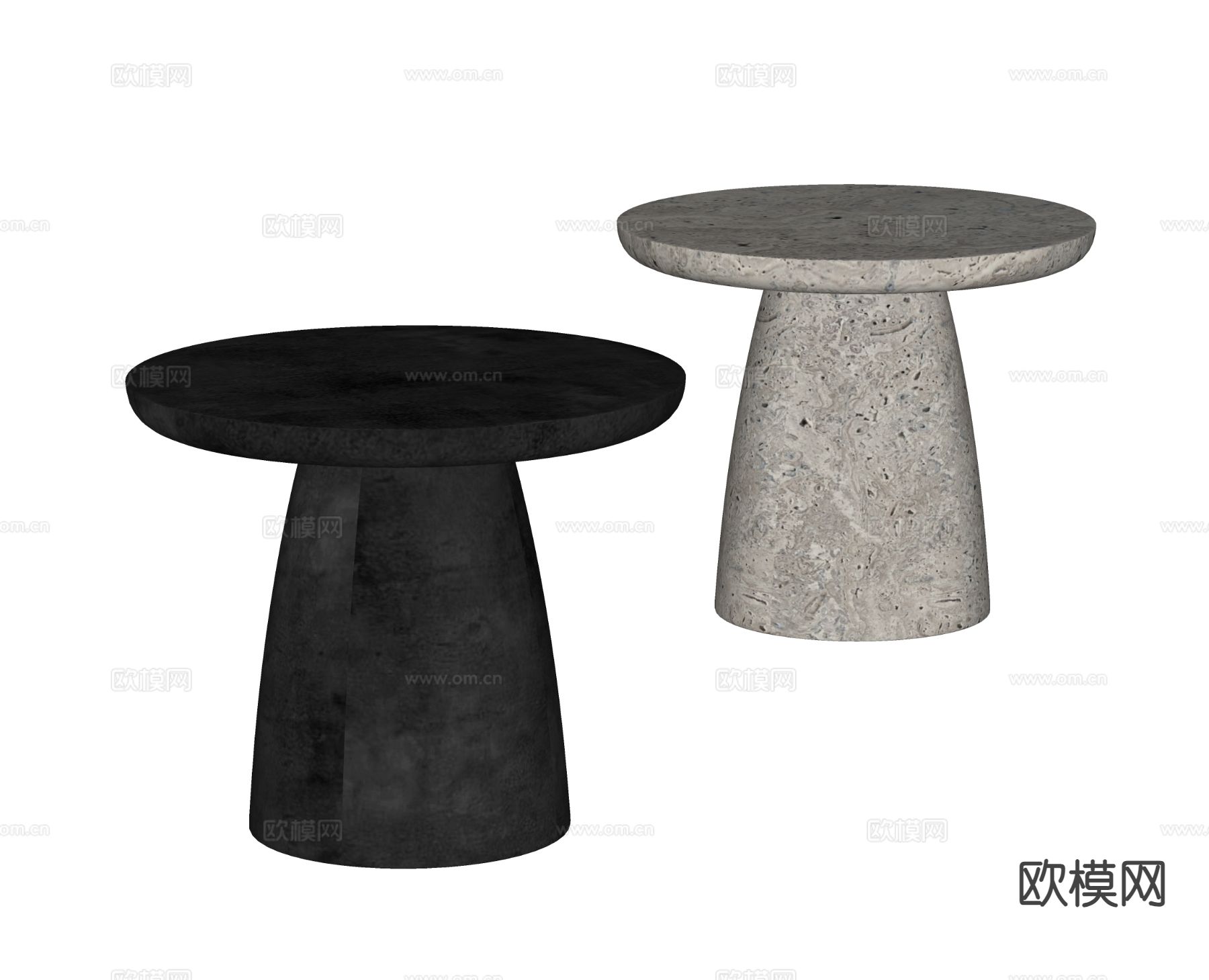 现代石头角几 边几su模型下载（渲染图1）