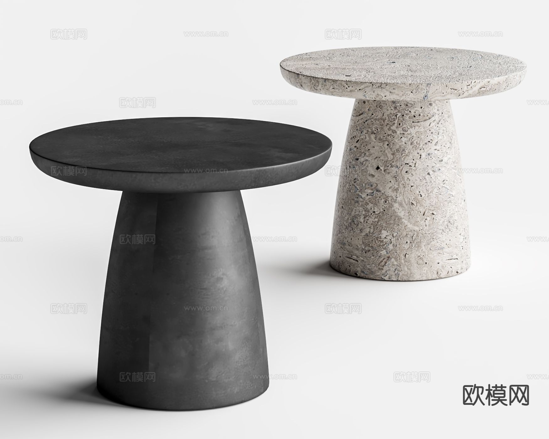 现代石头角几 边几su模型下载（渲染图2）