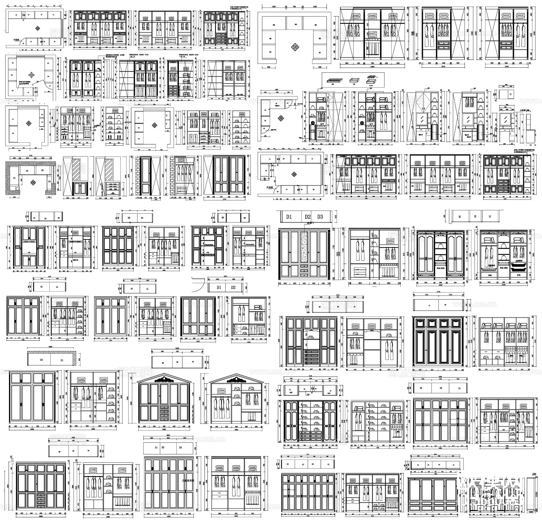 衣柜设计 衣帽柜cad图库下载（渲染图2）