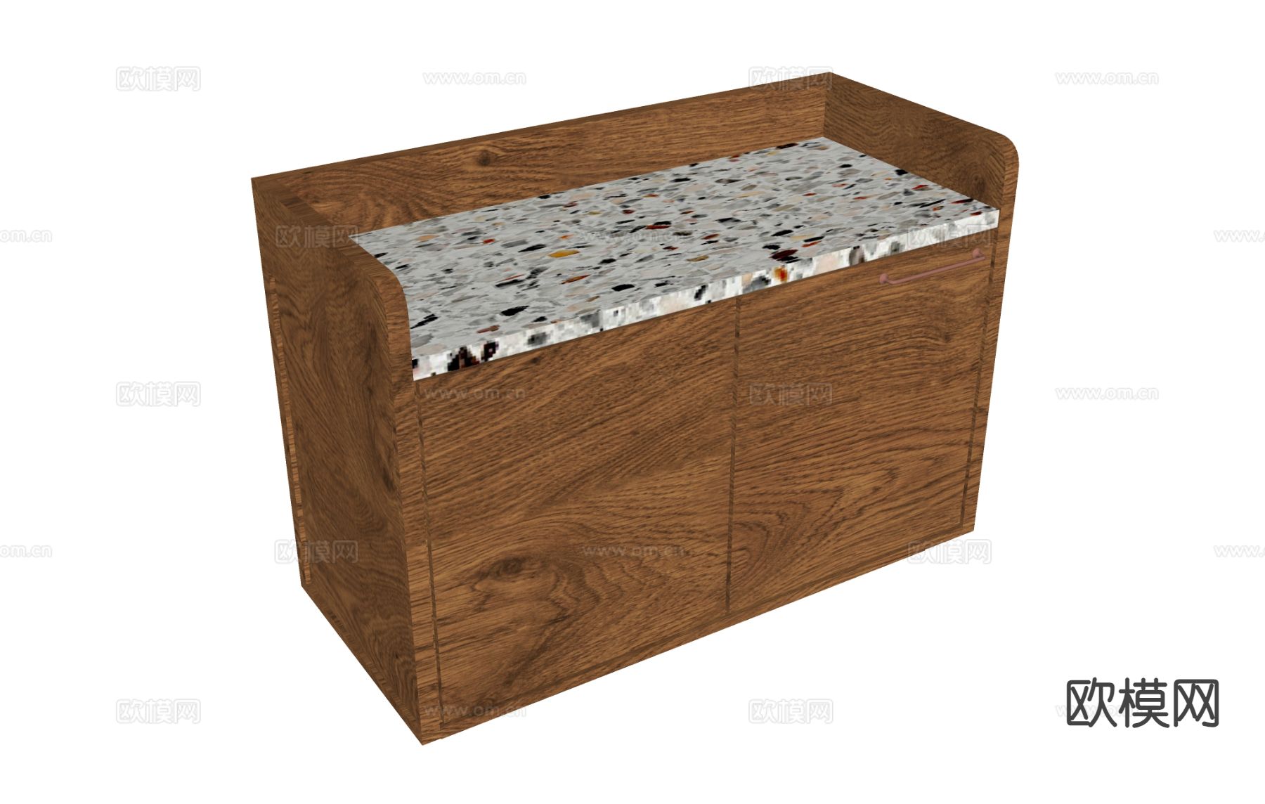 原木风前台 接待台 服务台su模型下载（渲染图1）