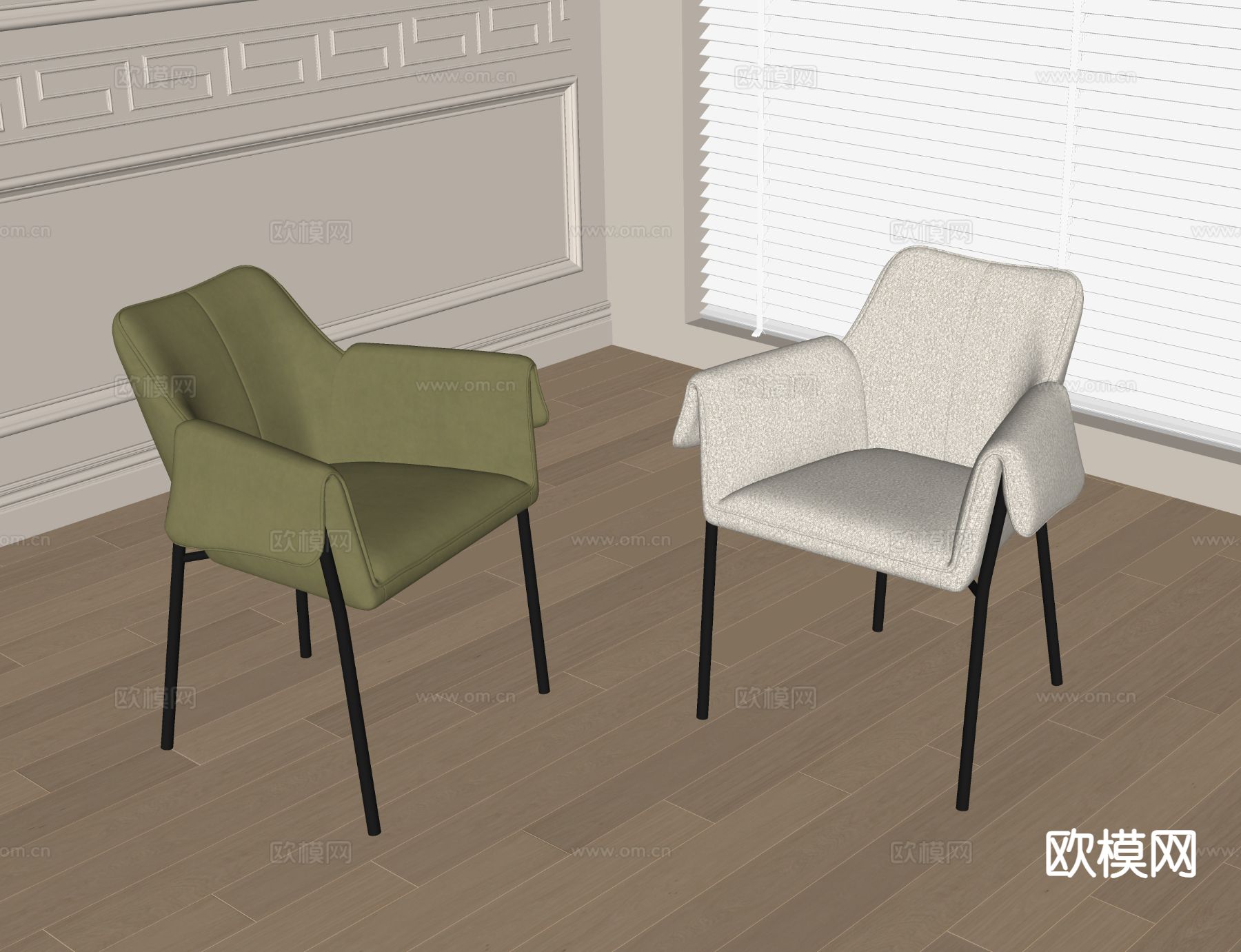 现代椅子 餐椅su模型下载（渲染图1）