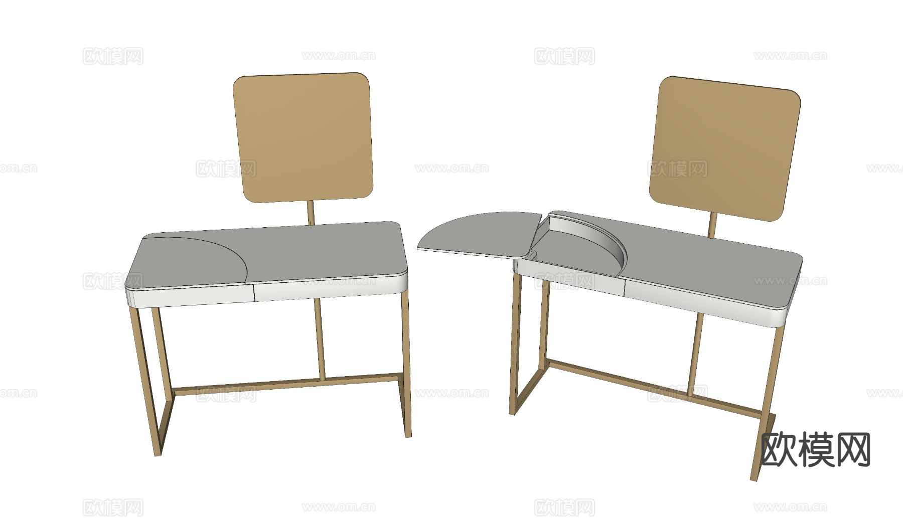 轻奢梳妆台 化妆桌su模型下载（渲染图1）