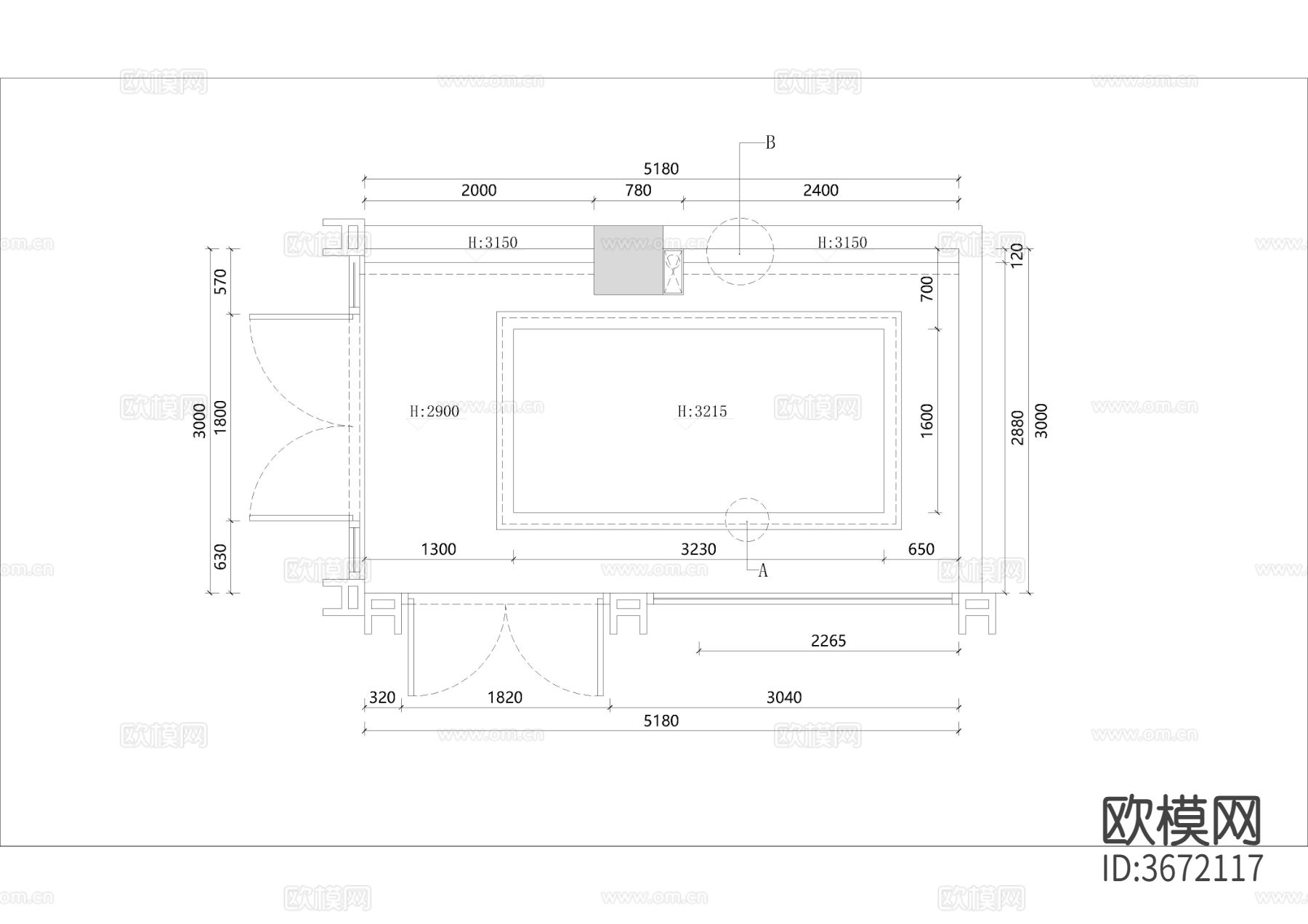 15㎡奶茶店CAD施工图下载（渲染图2）