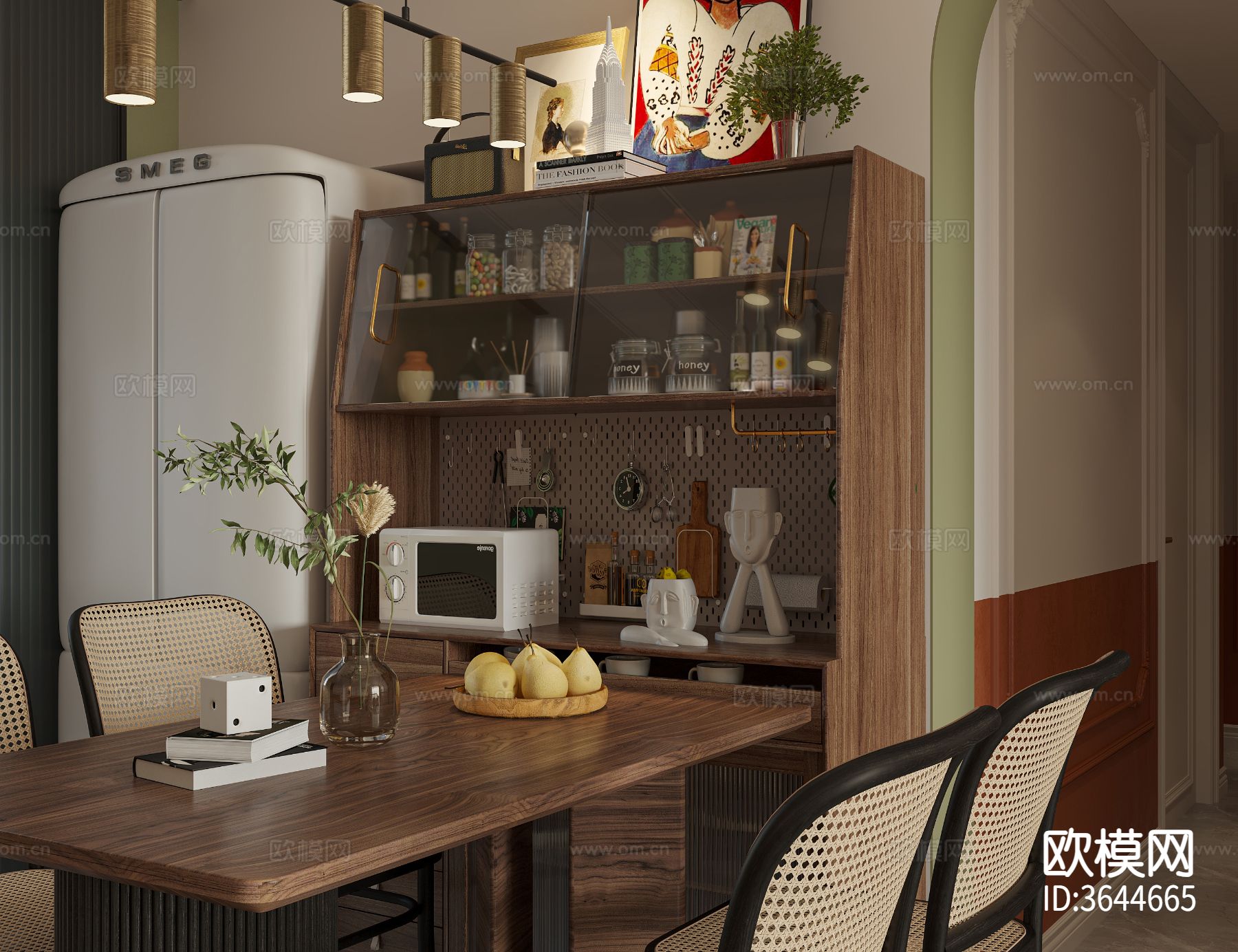 中古风客餐厅装修效果图下载（渲染图7）