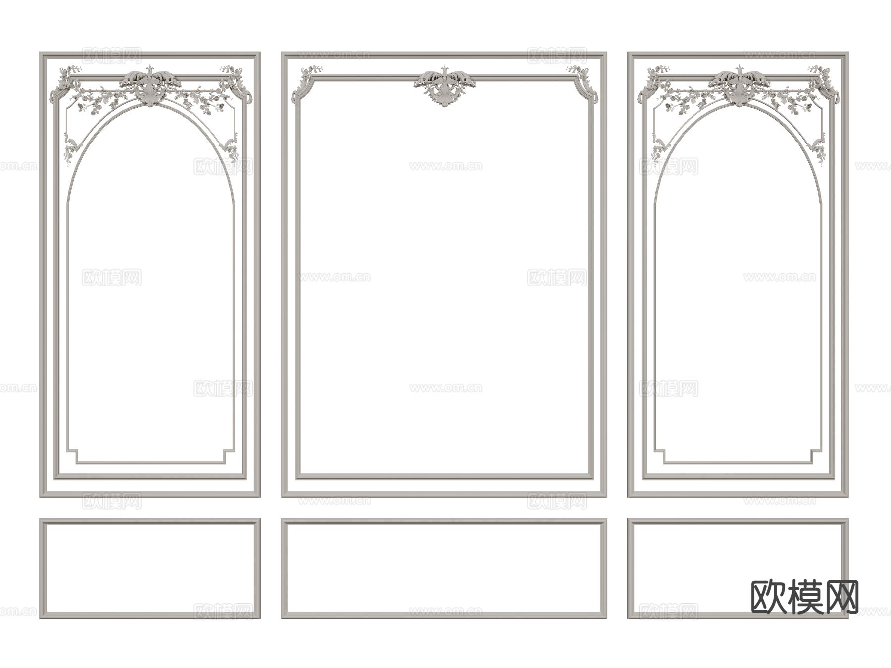 法式构件线条 雕花线条 石膏线3d模型