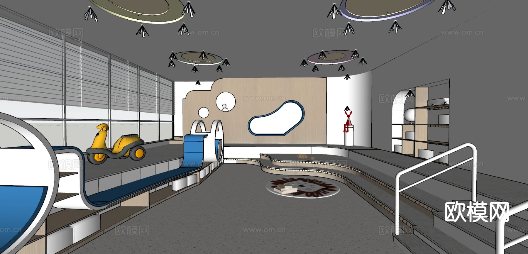 幼儿园活动区su模型下载（渲染图2）