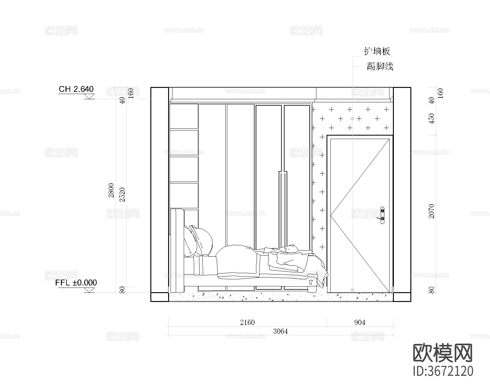 60㎡家居CAD施工图下载（渲染图6）
