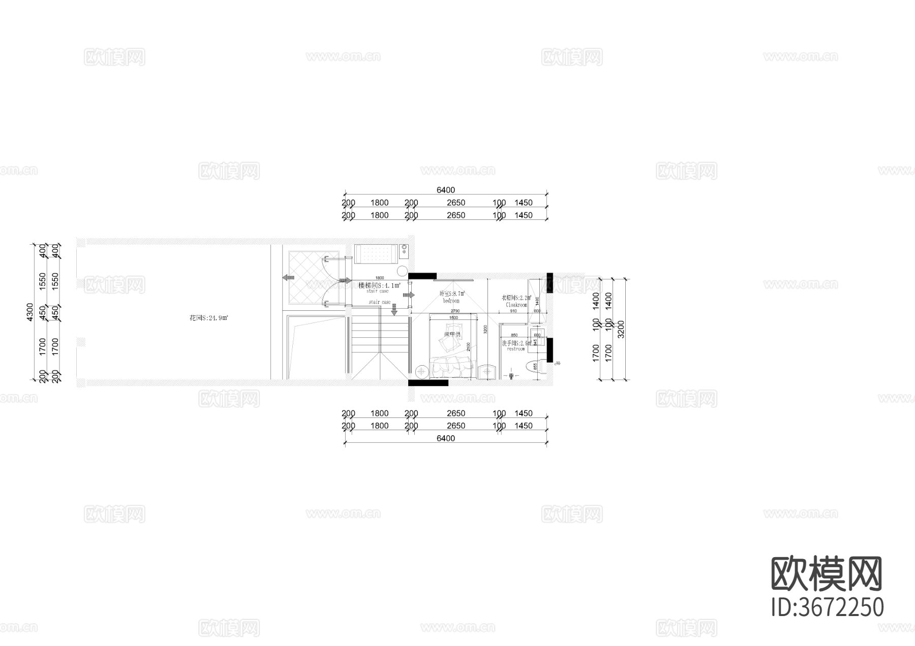 350㎡三层别墅室内cad施工图下载（渲染图1）