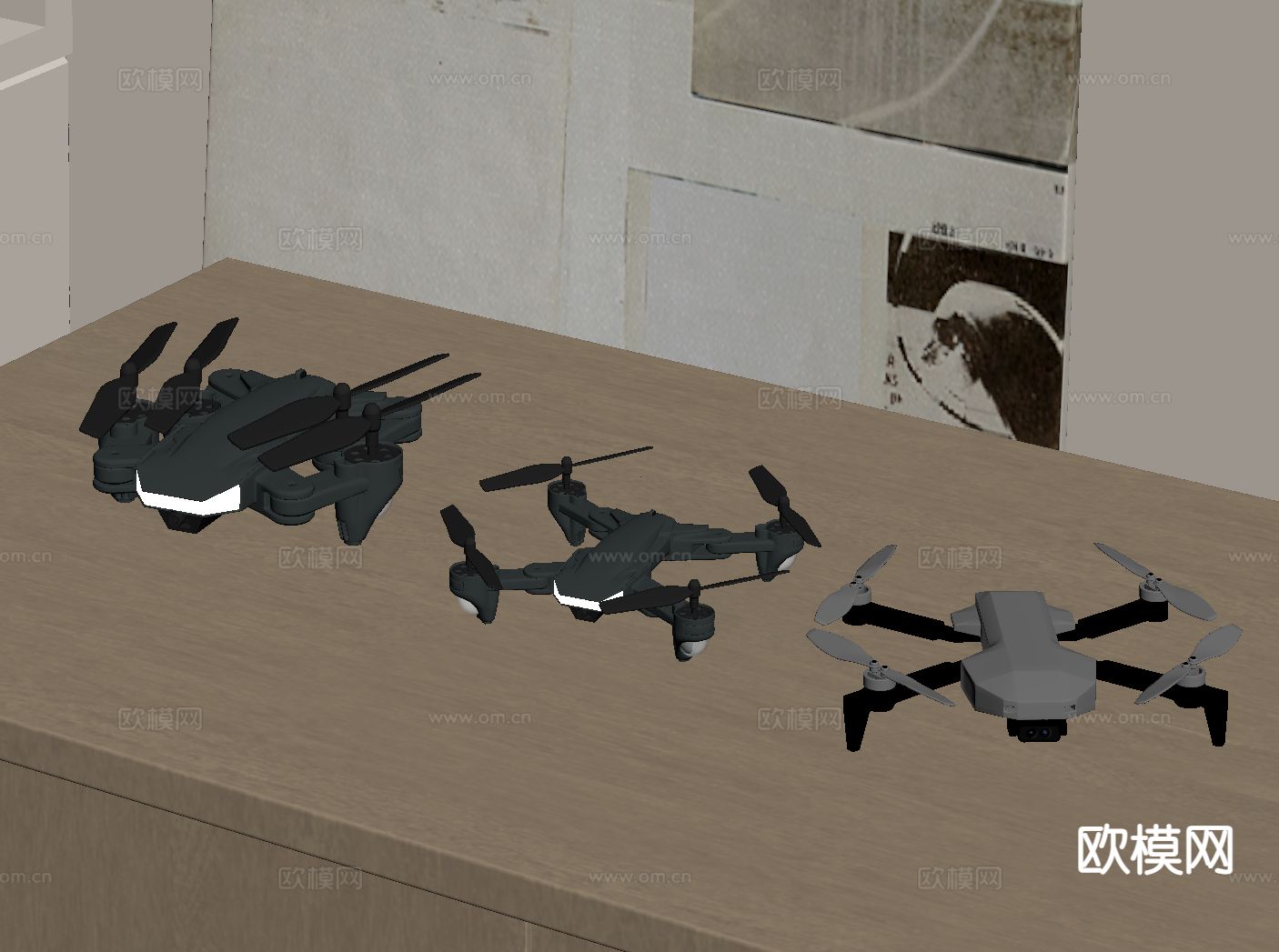 大疆无人机 智能无人机su模型下载（渲染图1）