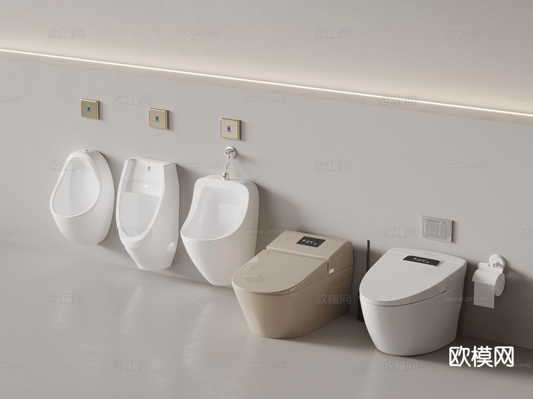 小便斗 小便器 马桶su模型下载（渲染图2）