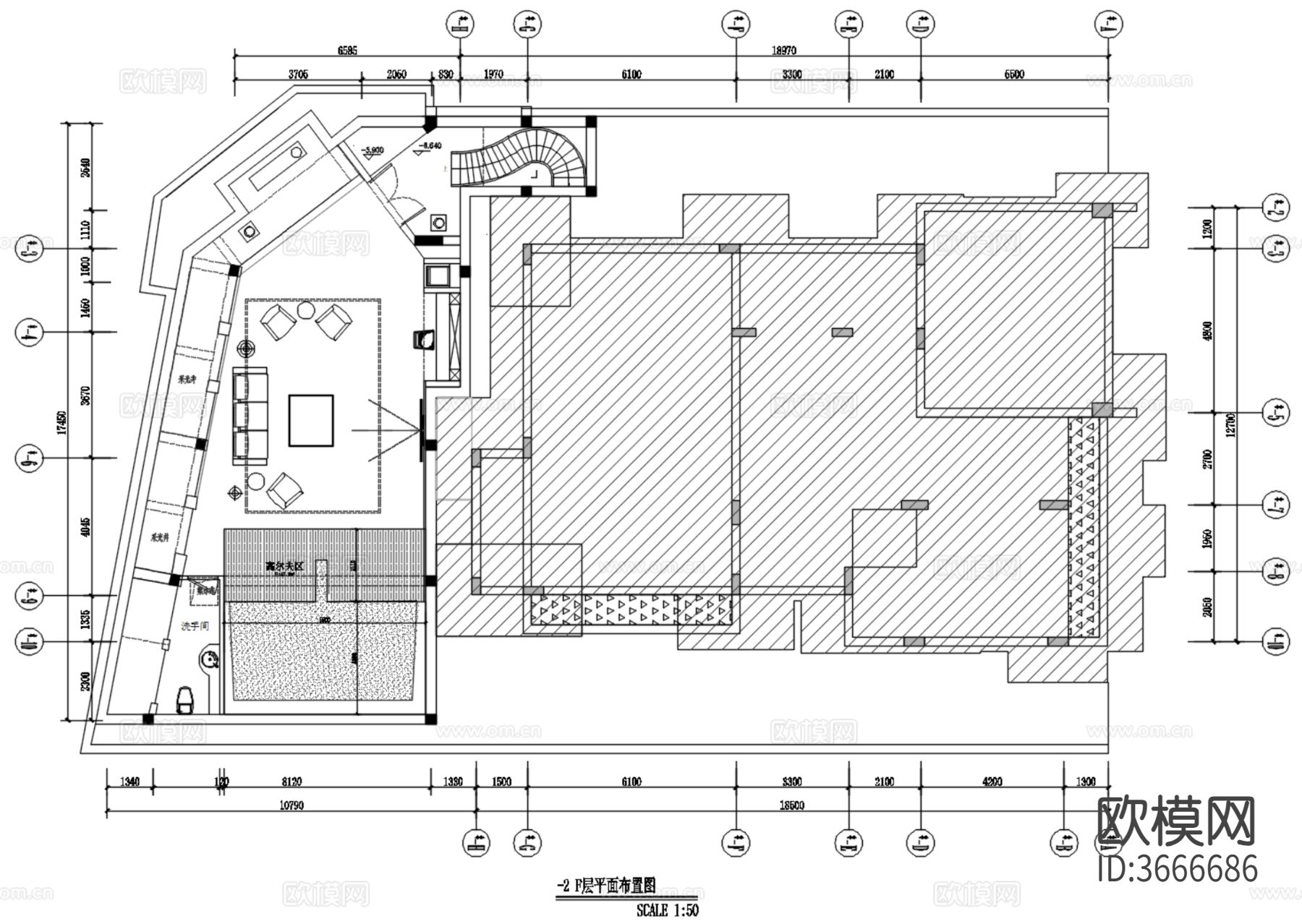 深圳曦城别墅CAD平面图下载（渲染图5）