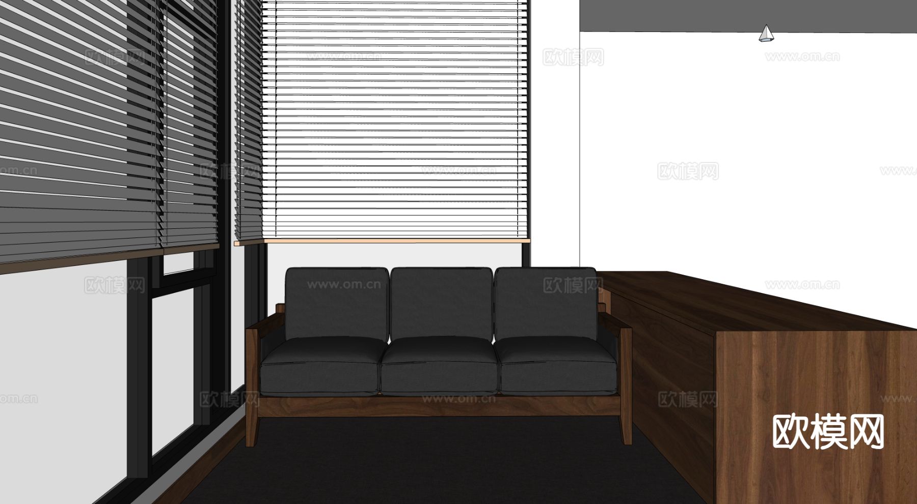 soffa 办公沙发 靠背沙发su模型下载（渲染图1）