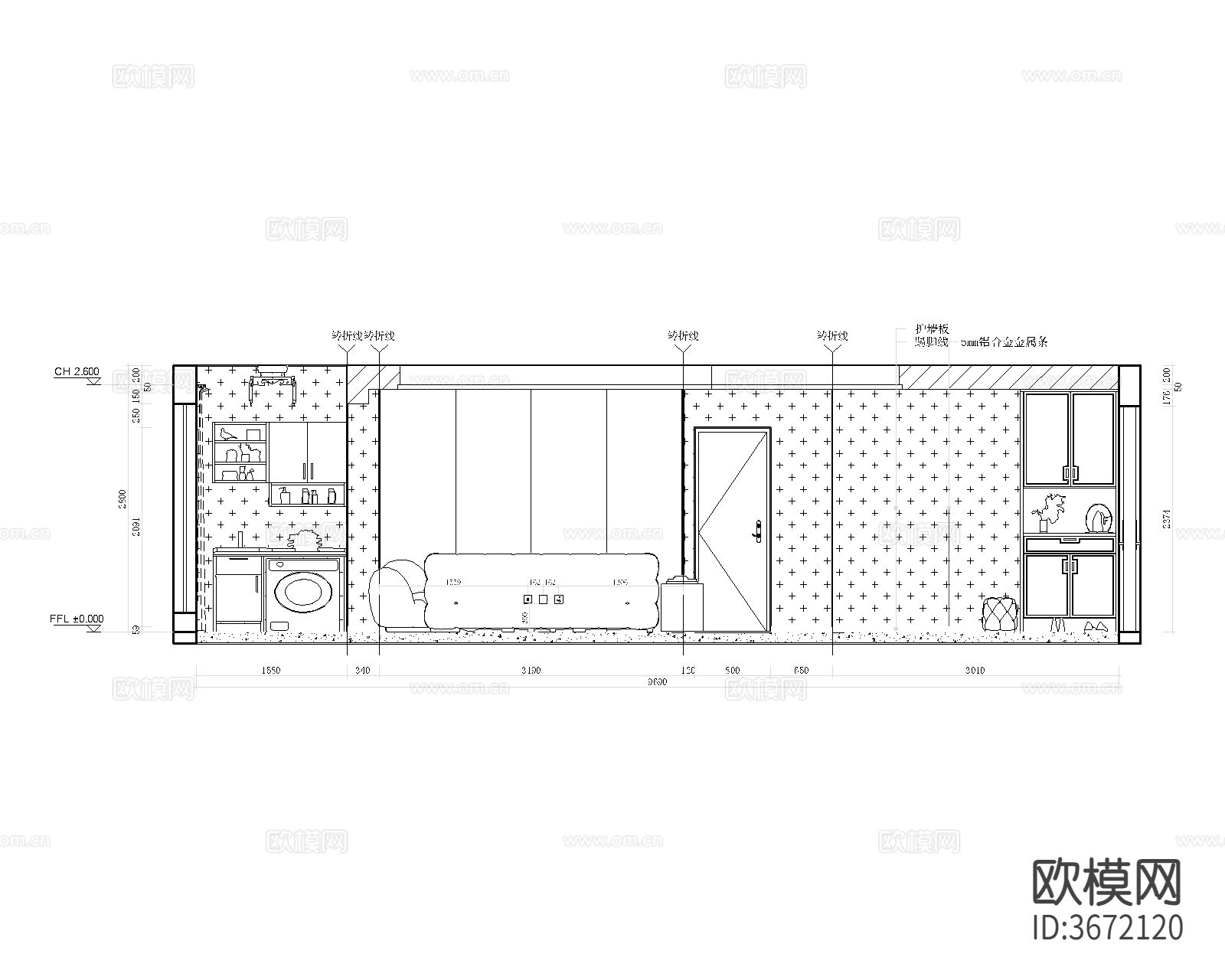60㎡家居CAD施工图下载（渲染图7）