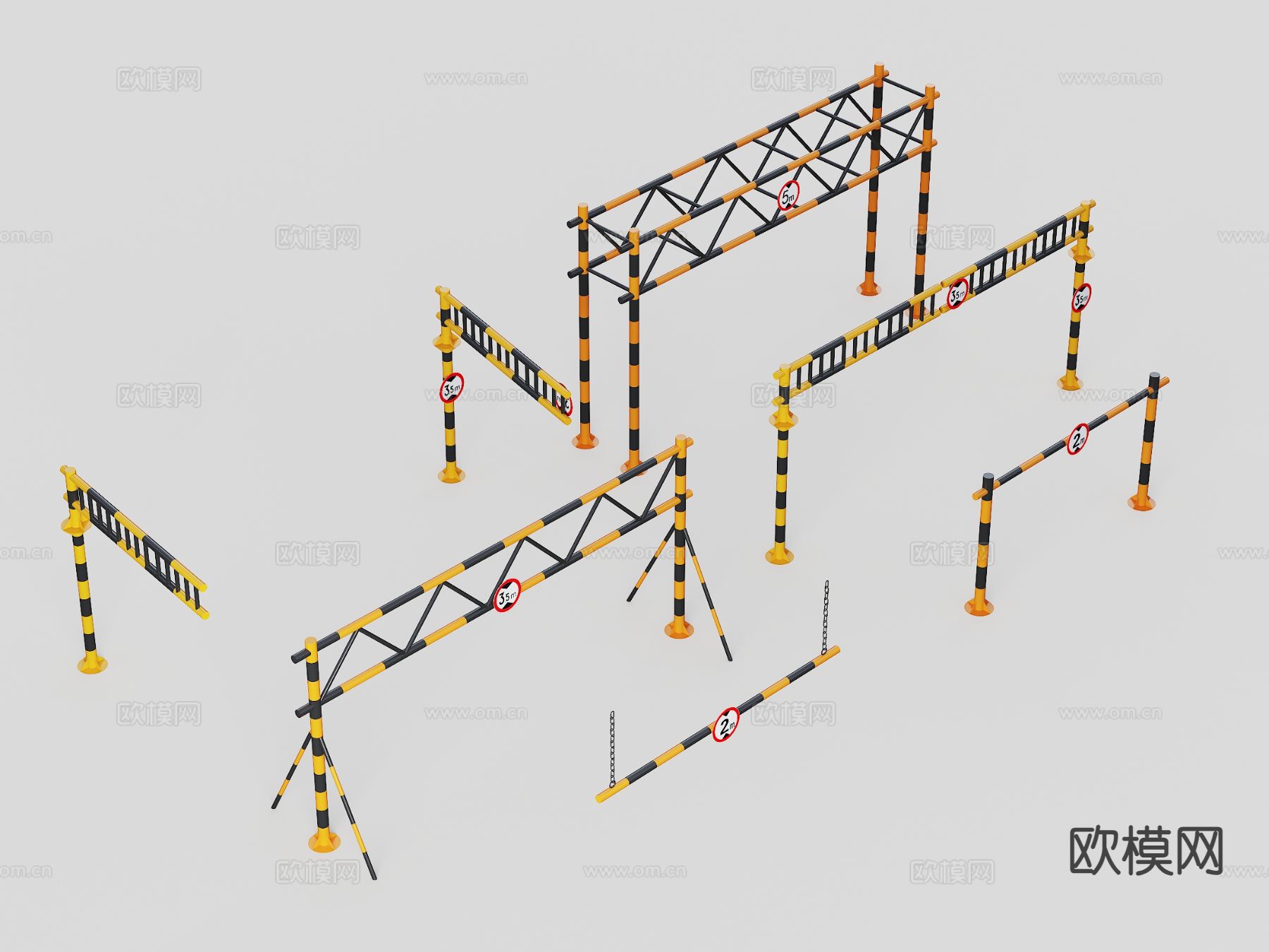 公路限高杆 限高门su模型下载（渲染图2）
