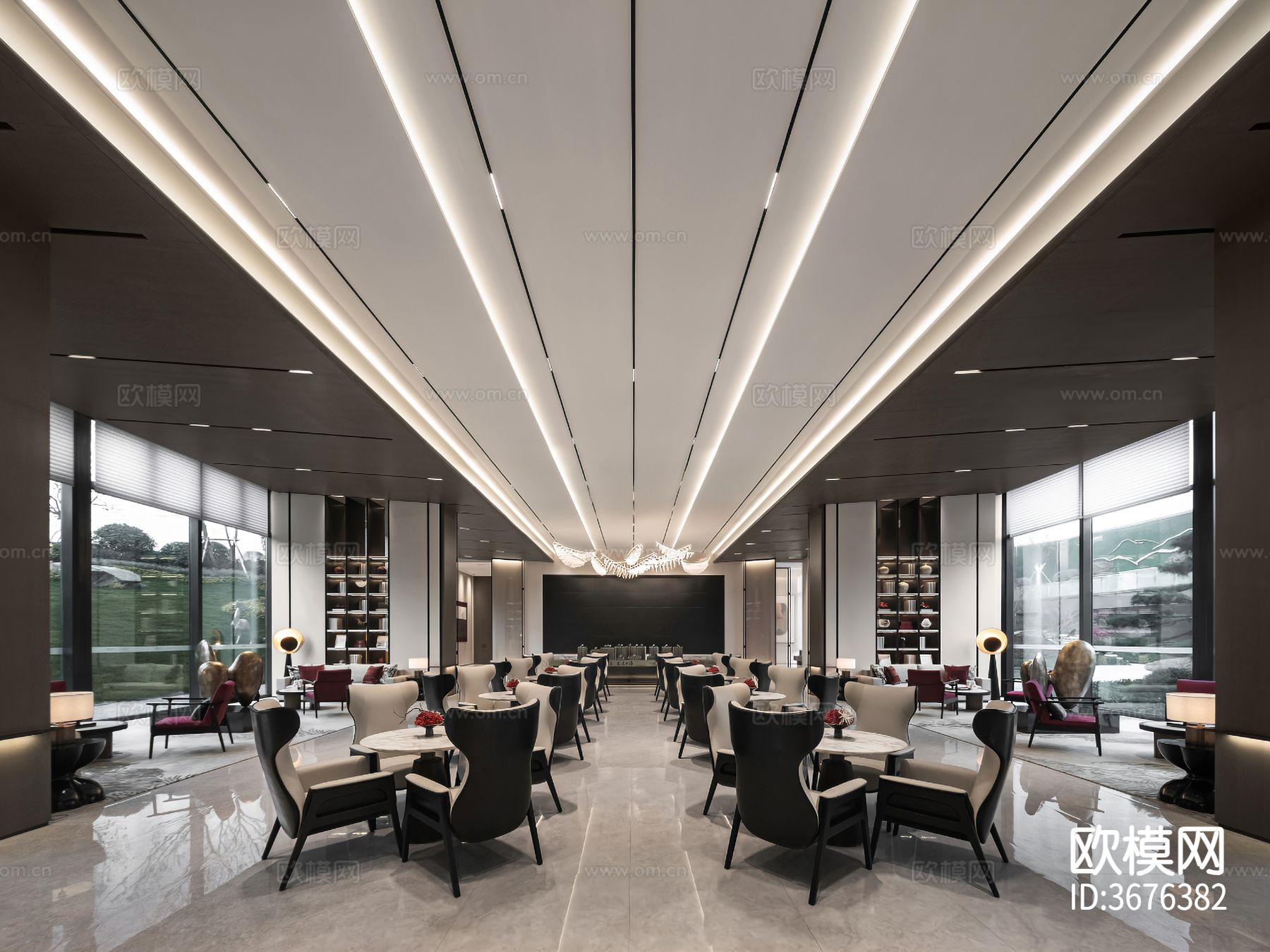 新中式售楼处装修效果图下载（渲染图3）