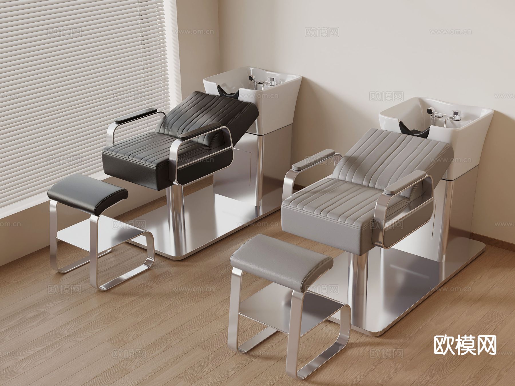理发器材 洗头椅su模型下载（渲染图2）