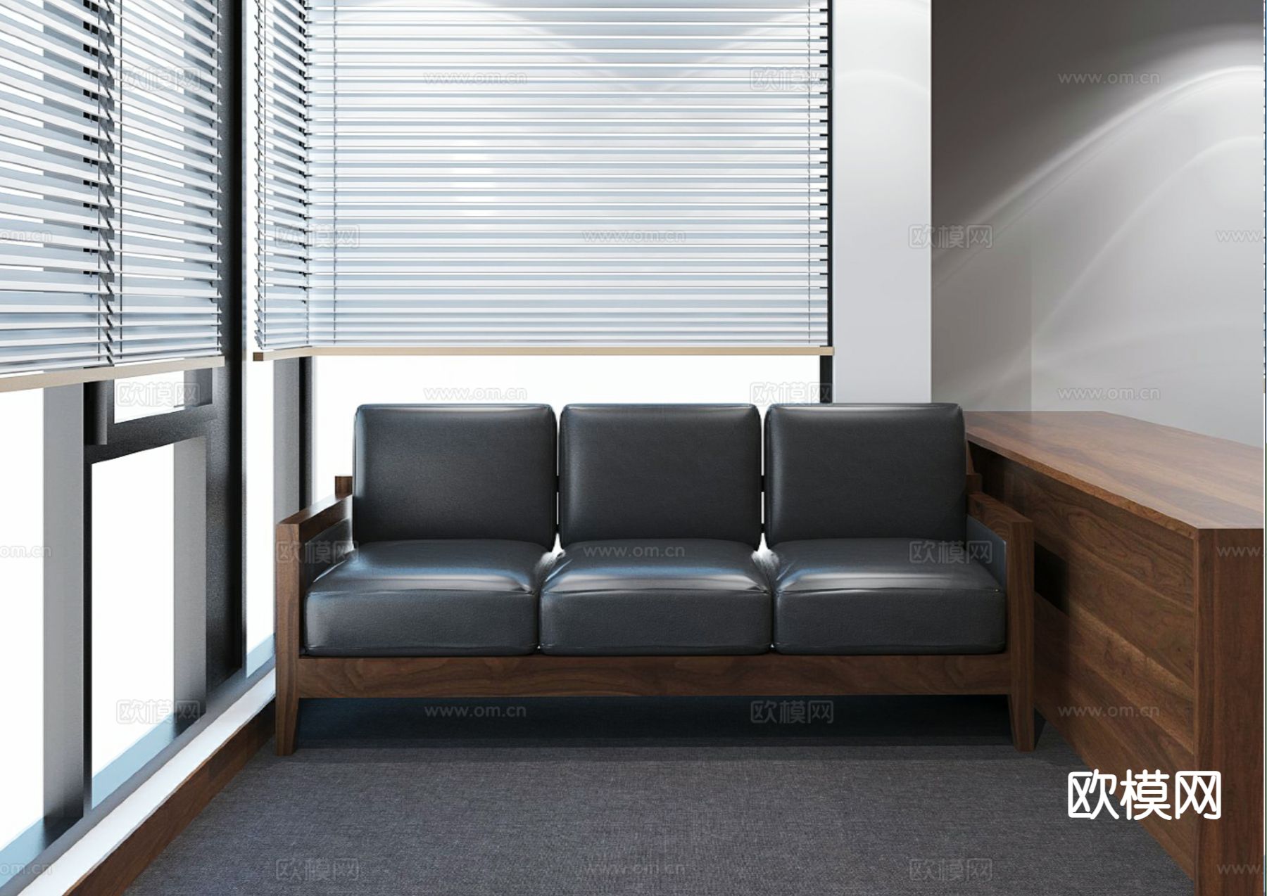 soffa 办公沙发 靠背沙发su模型下载（渲染图2）
