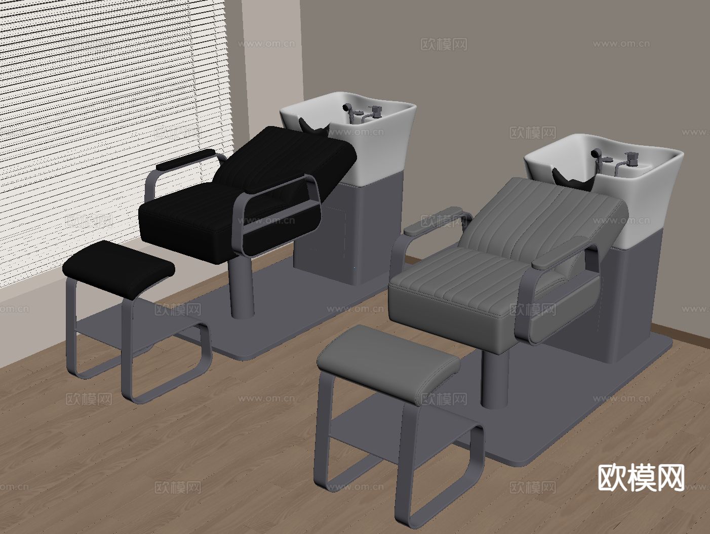 理发器材 洗头椅su模型下载（渲染图1）
