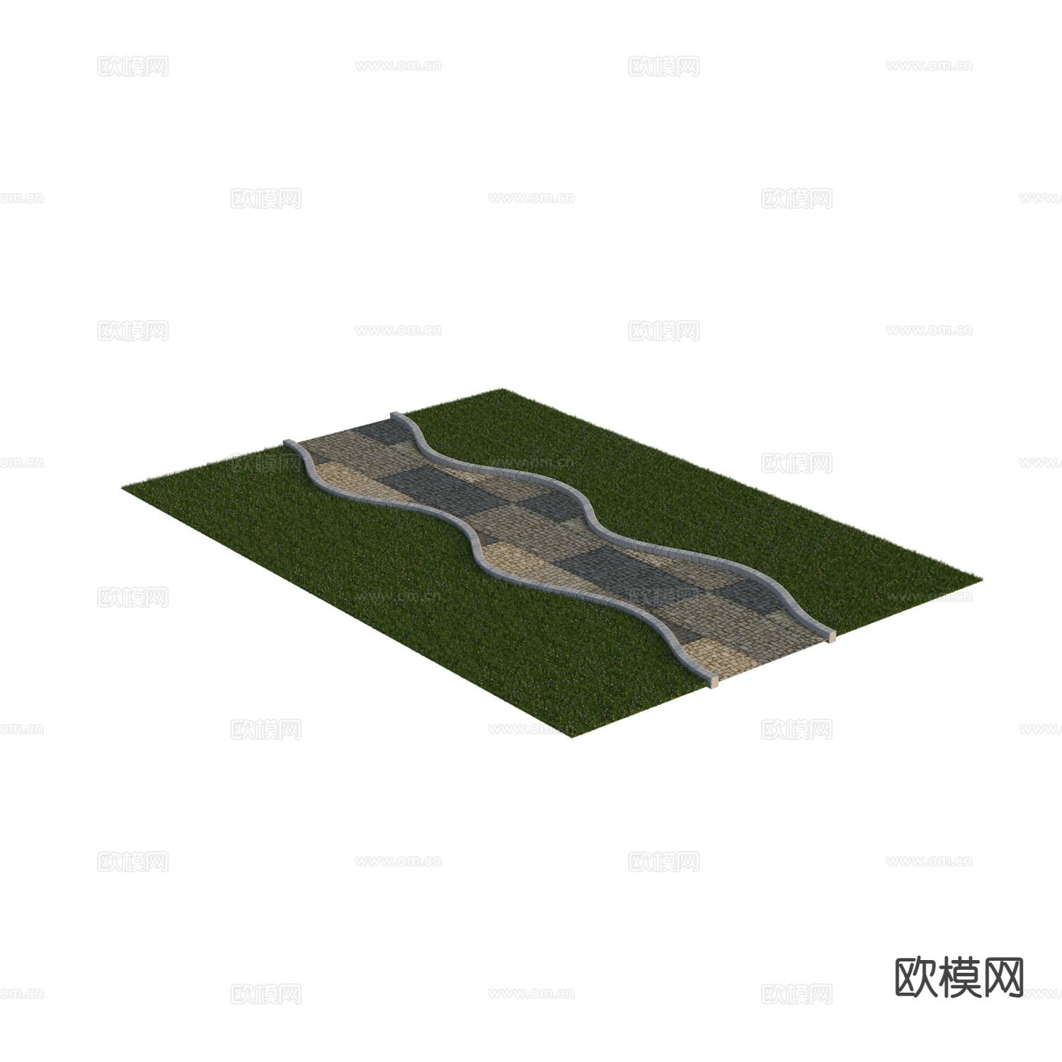 道路模块 草坪 草地公园3d模型