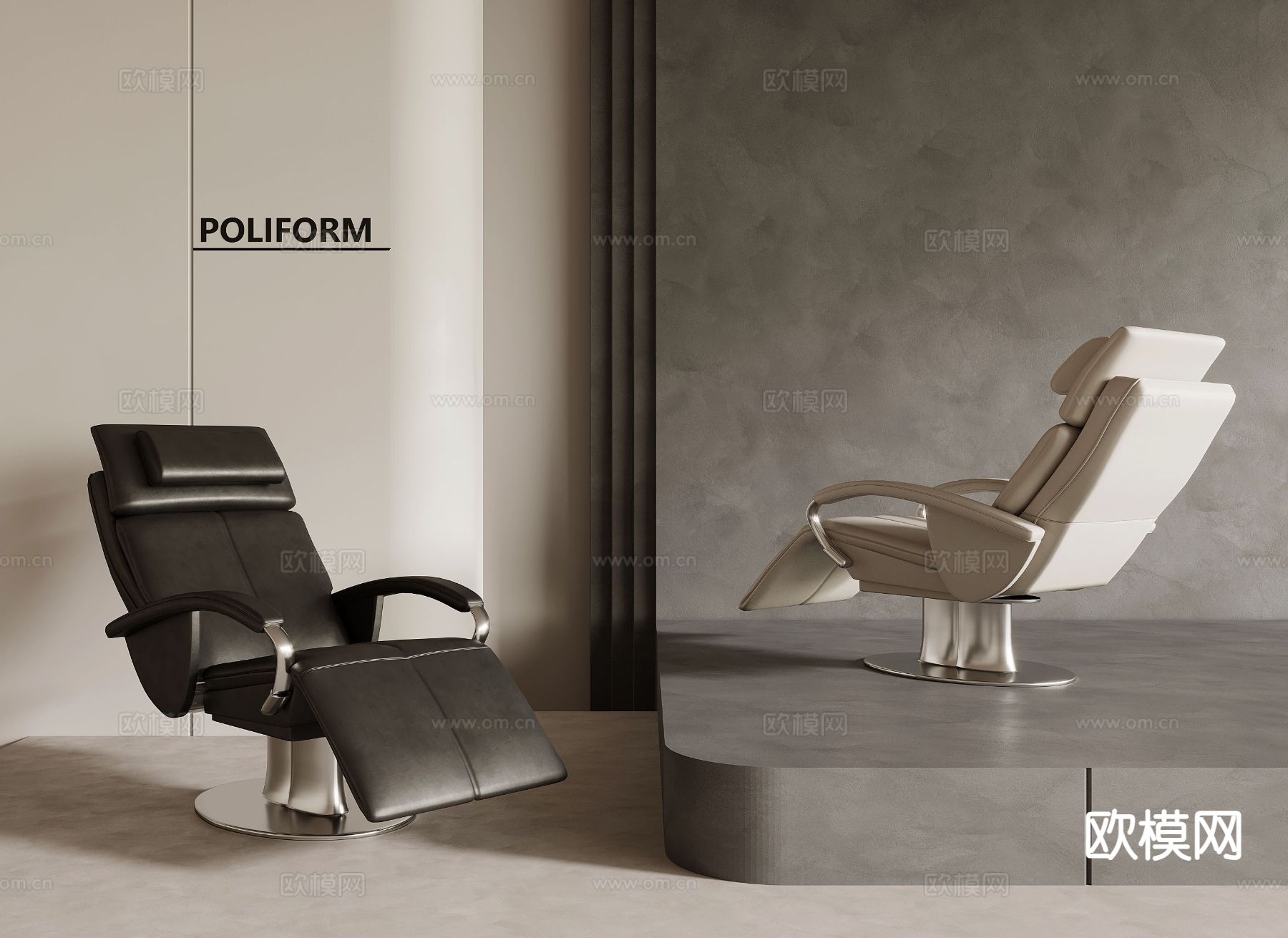 理发器材 理发椅su模型下载（渲染图2）