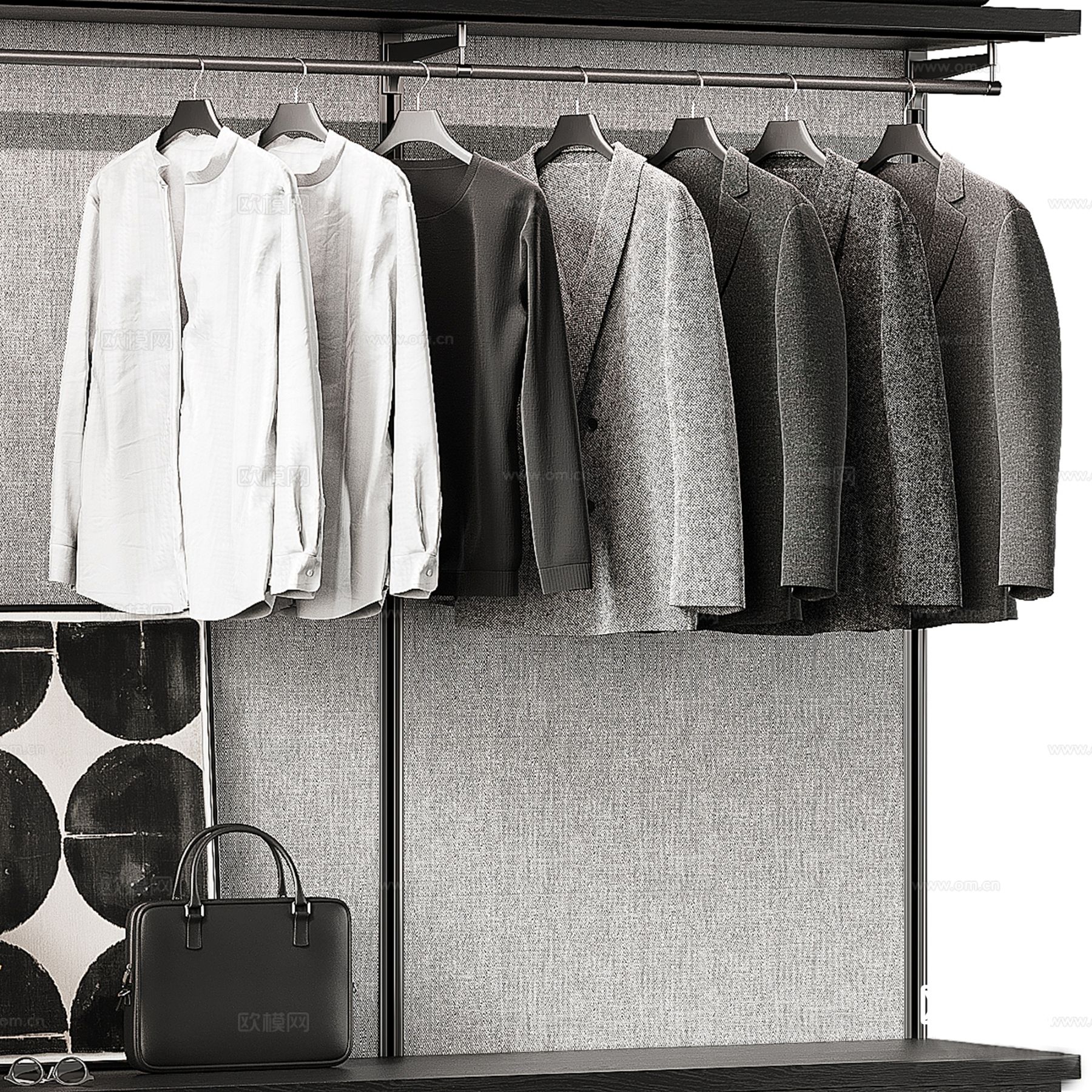 开放式衣柜 无门衣柜su模型下载（渲染图3）