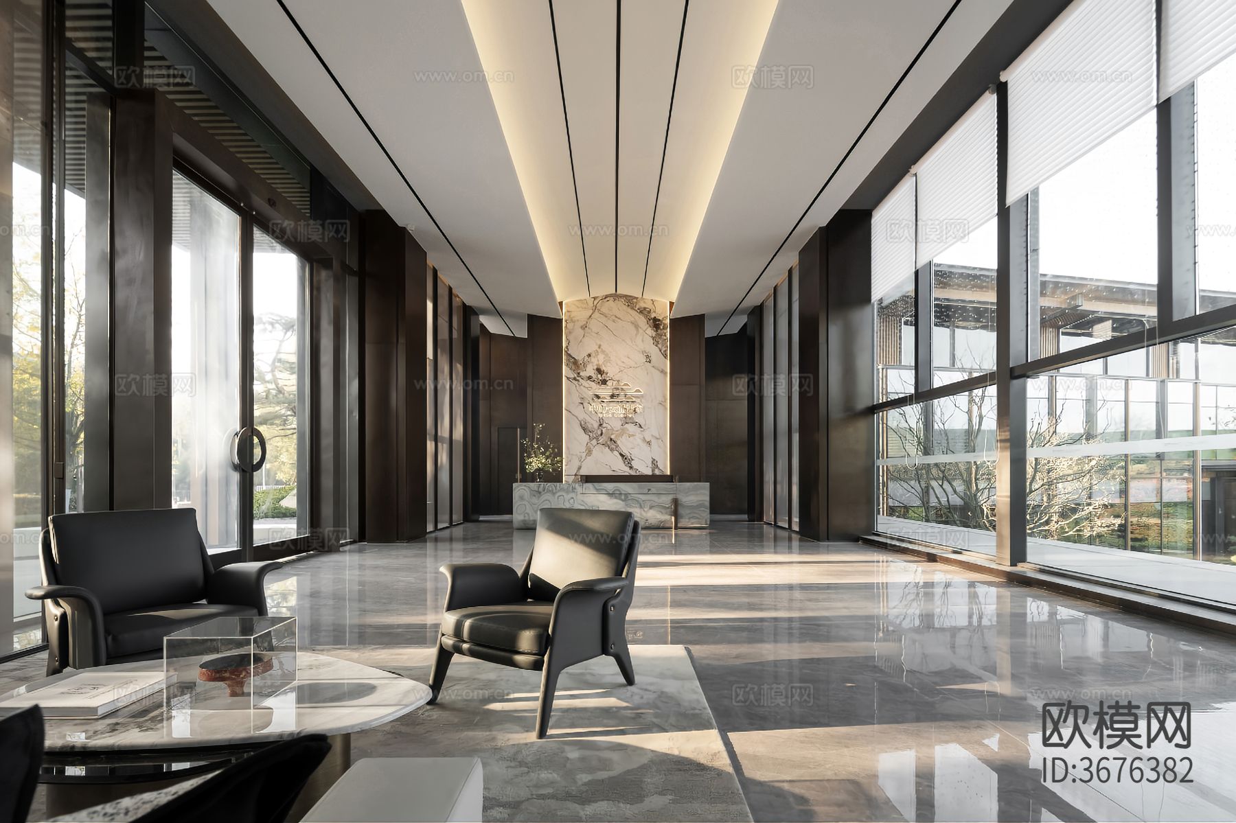 新中式售楼处装修效果图下载（渲染图2）