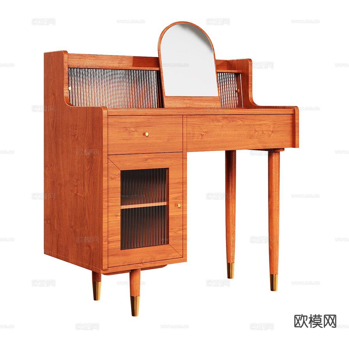 原木风梳妆台3d模型下载