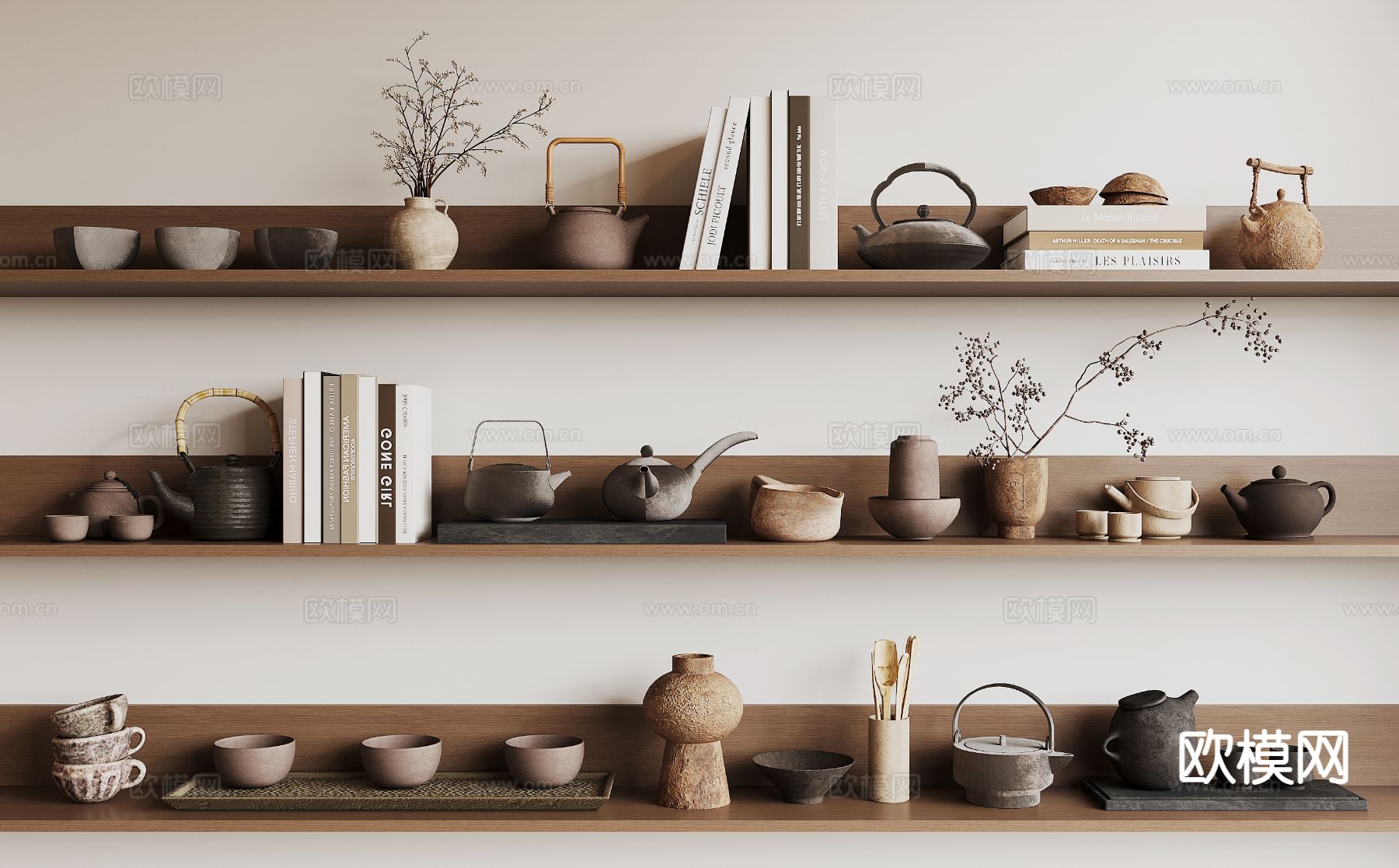 侘寂茶具 茶壶 茶杯su模型下载（渲染图2）