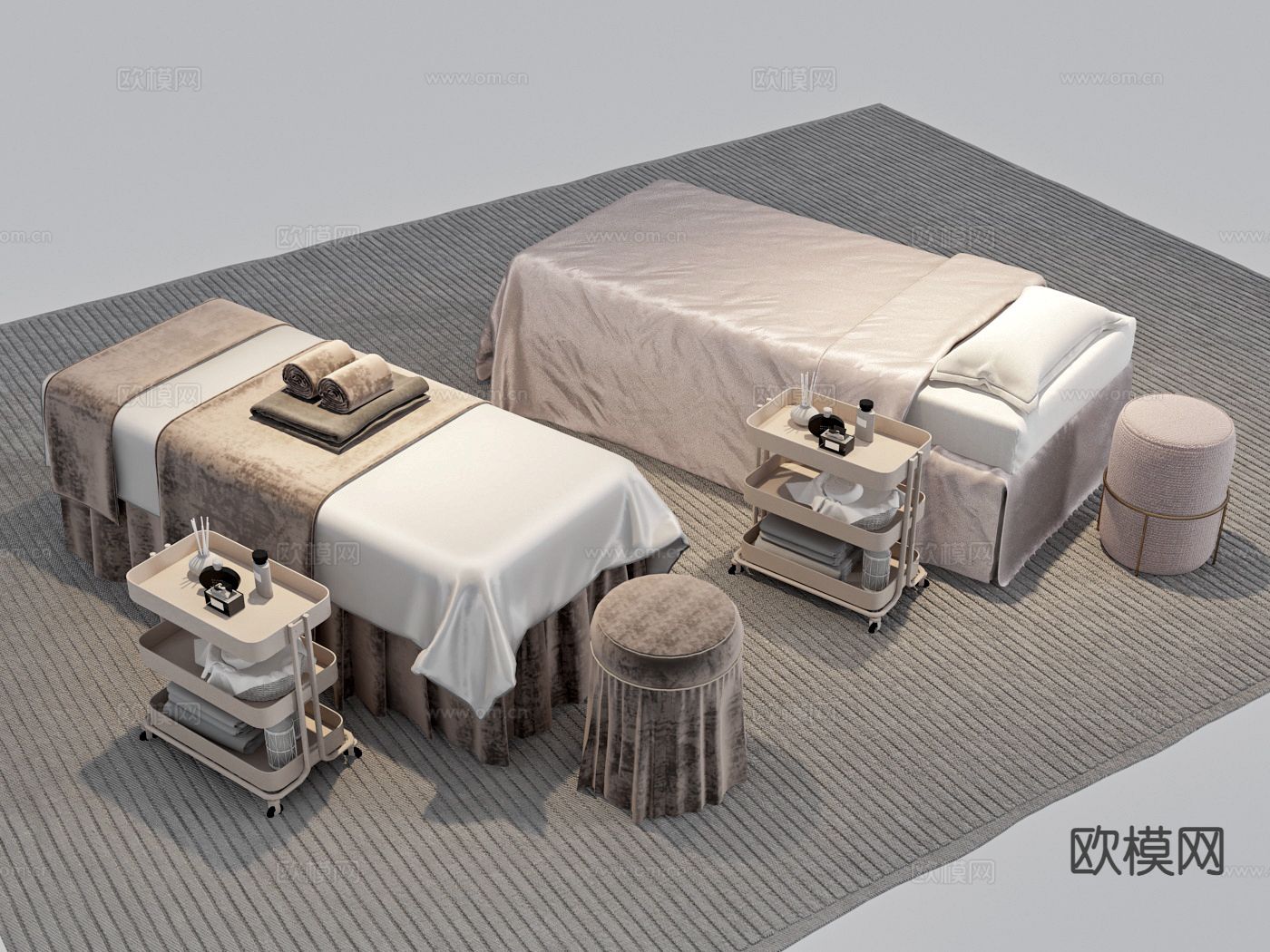 现代按摩床 美容床su模型下载（渲染图2）
