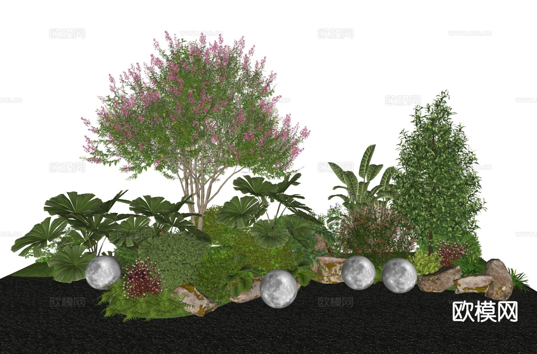 植物造景 花境 植物堆su模型下载（渲染图1）