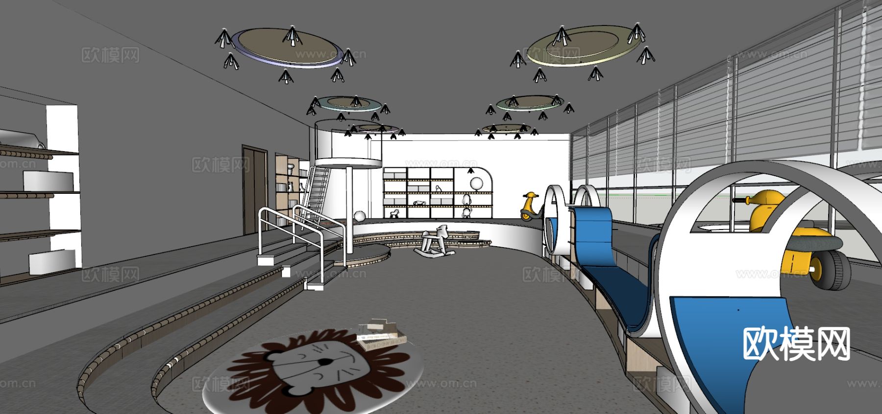 幼儿园活动区su模型下载（渲染图1）