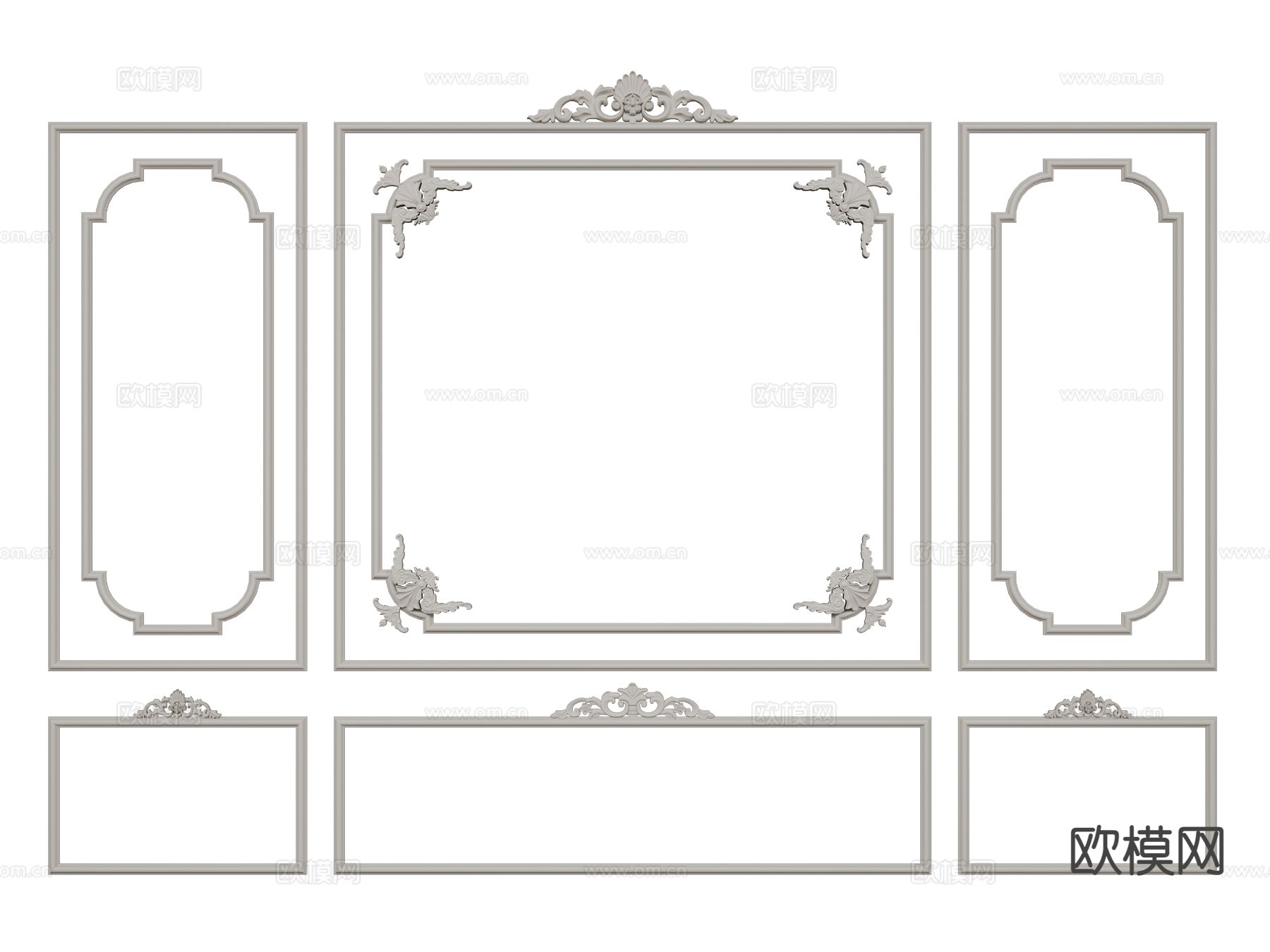 法式构件线条 雕花线条 石膏线3d模型