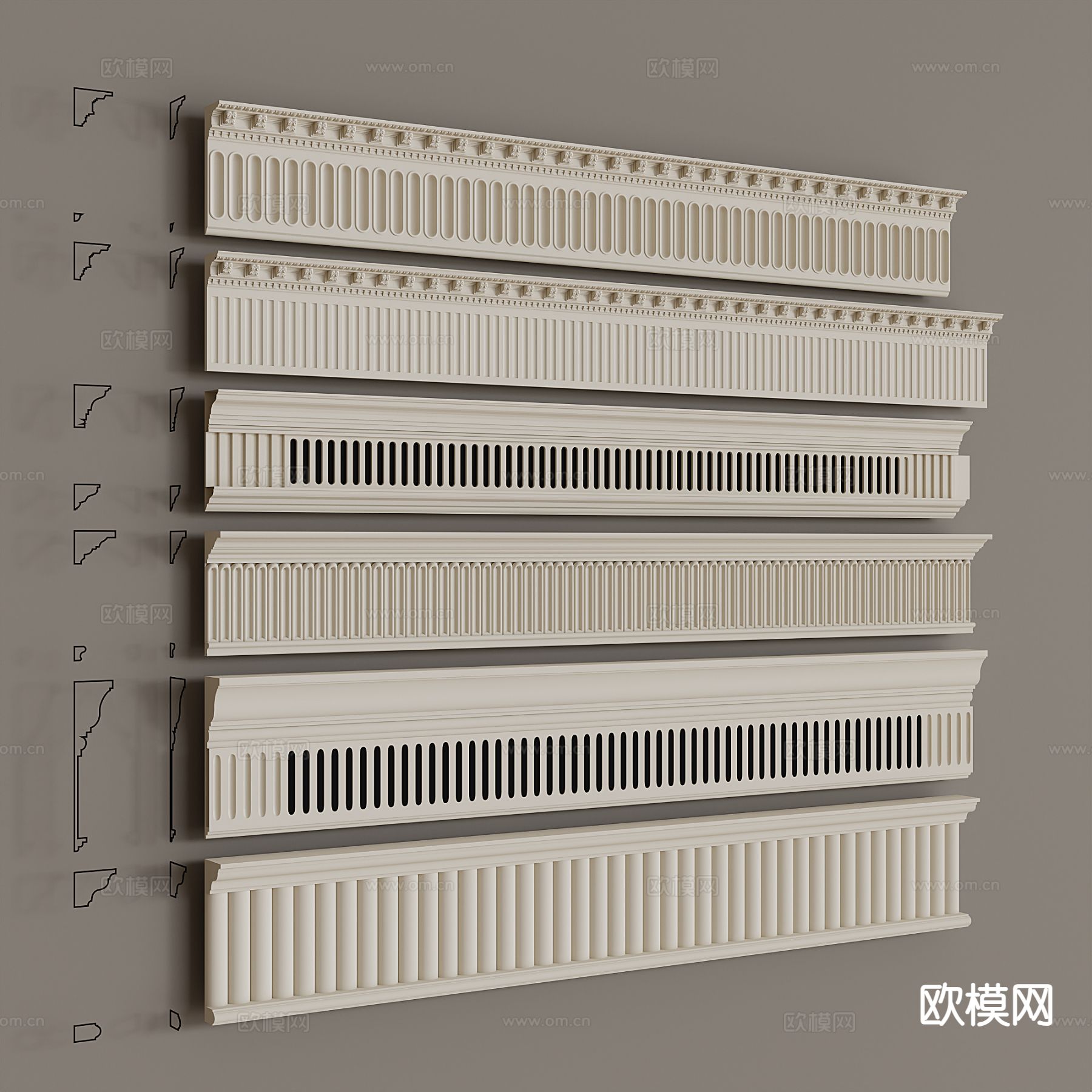 法式线条 雕花线条 石膏线条3d模型下载