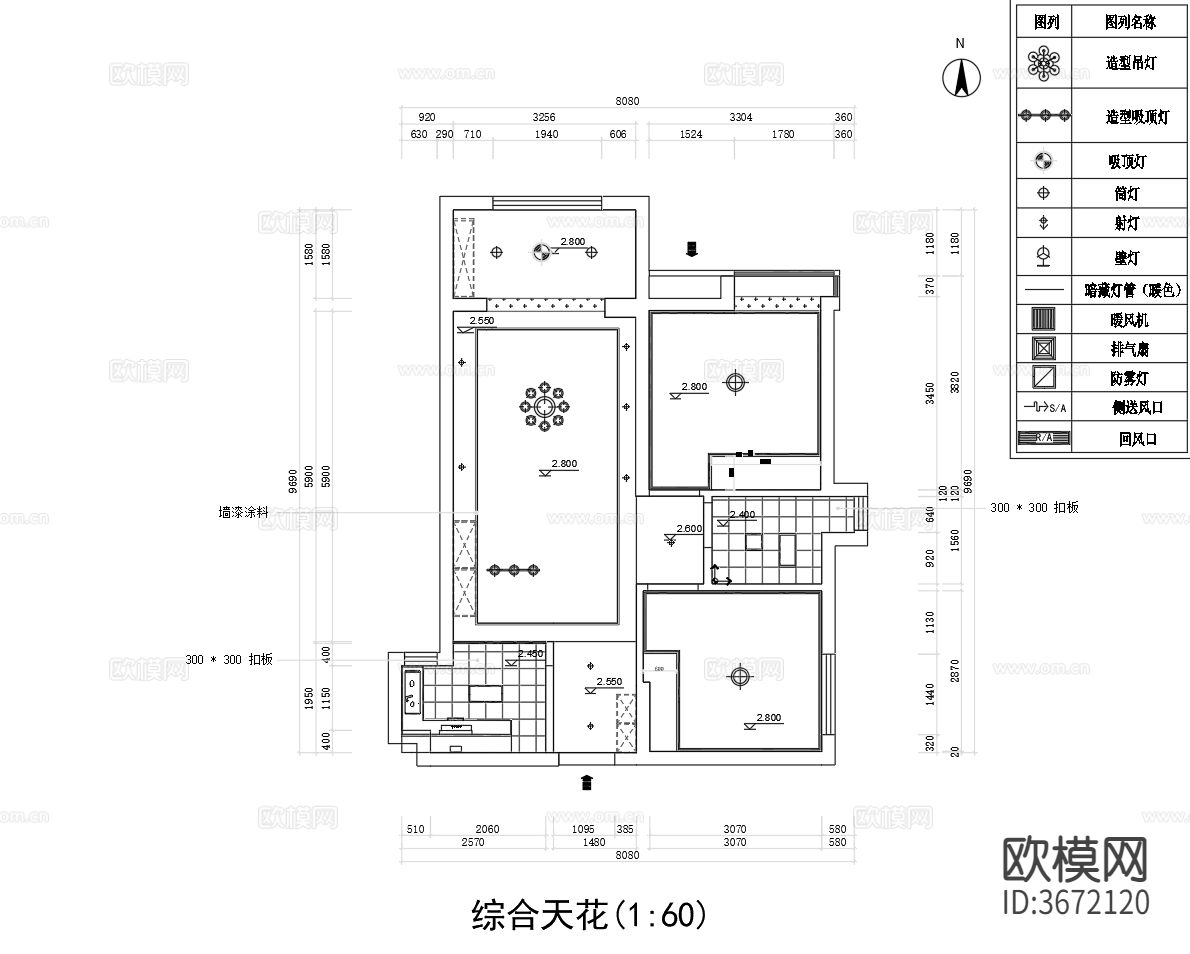 60㎡家居CAD施工图下载（渲染图3）