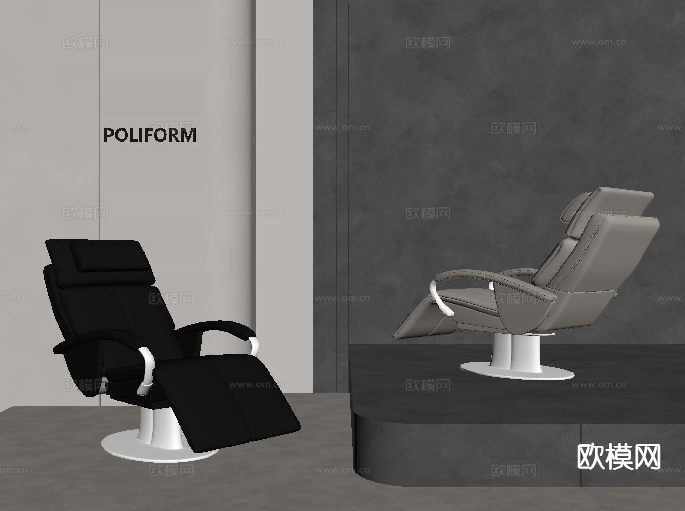 理发器材 理发椅su模型下载（渲染图1）