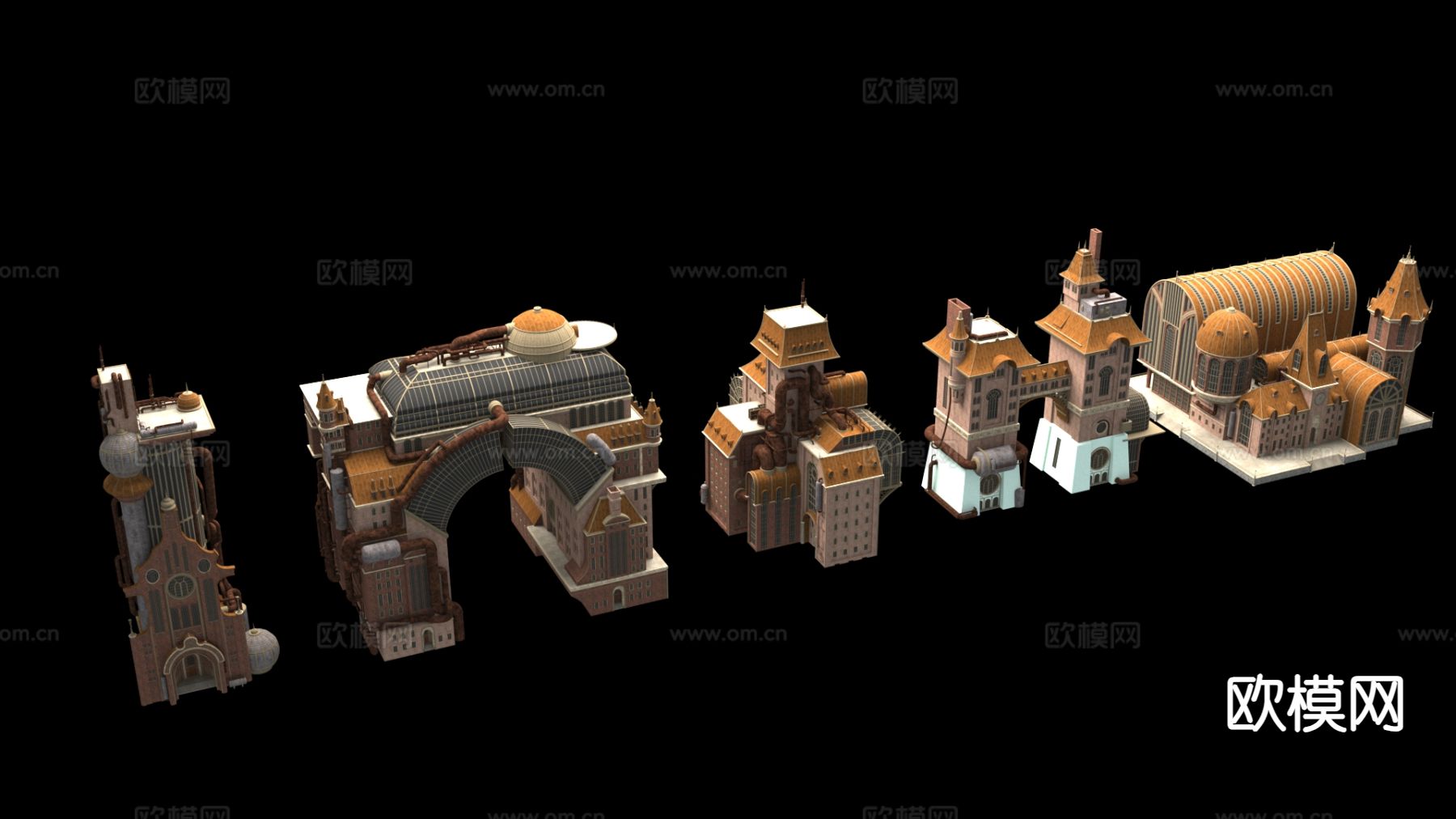 欧式城堡外观su模型下载（渲染图2）