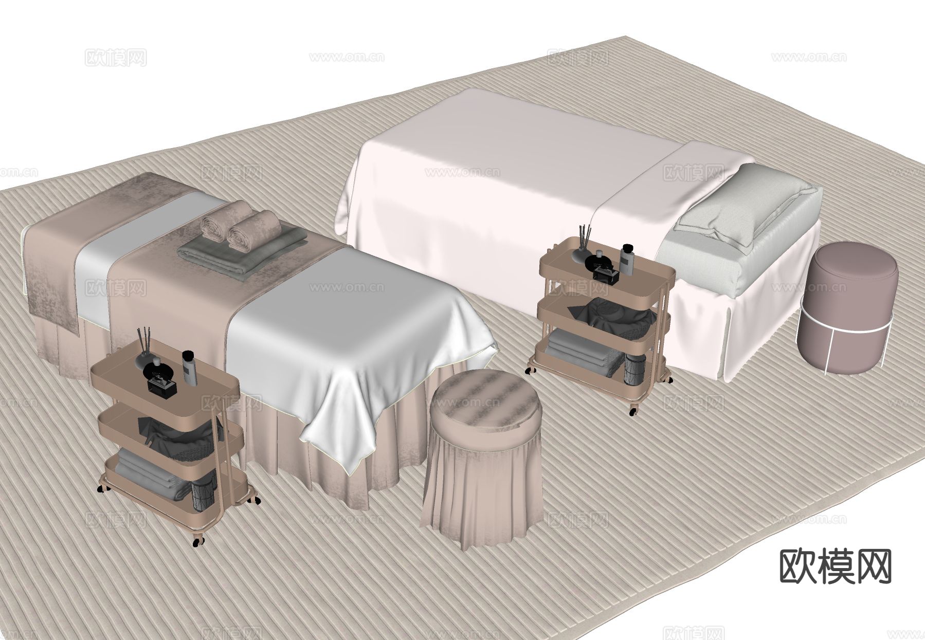 现代按摩床 美容床su模型下载（渲染图1）