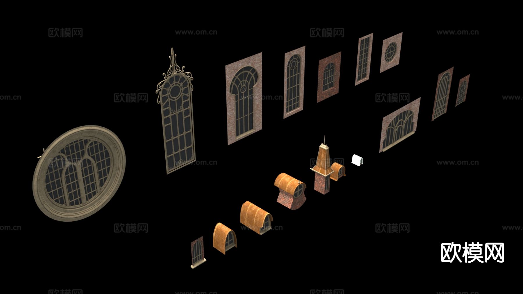 欧式窗户 拱形窗 平开窗su模型下载（渲染图2）