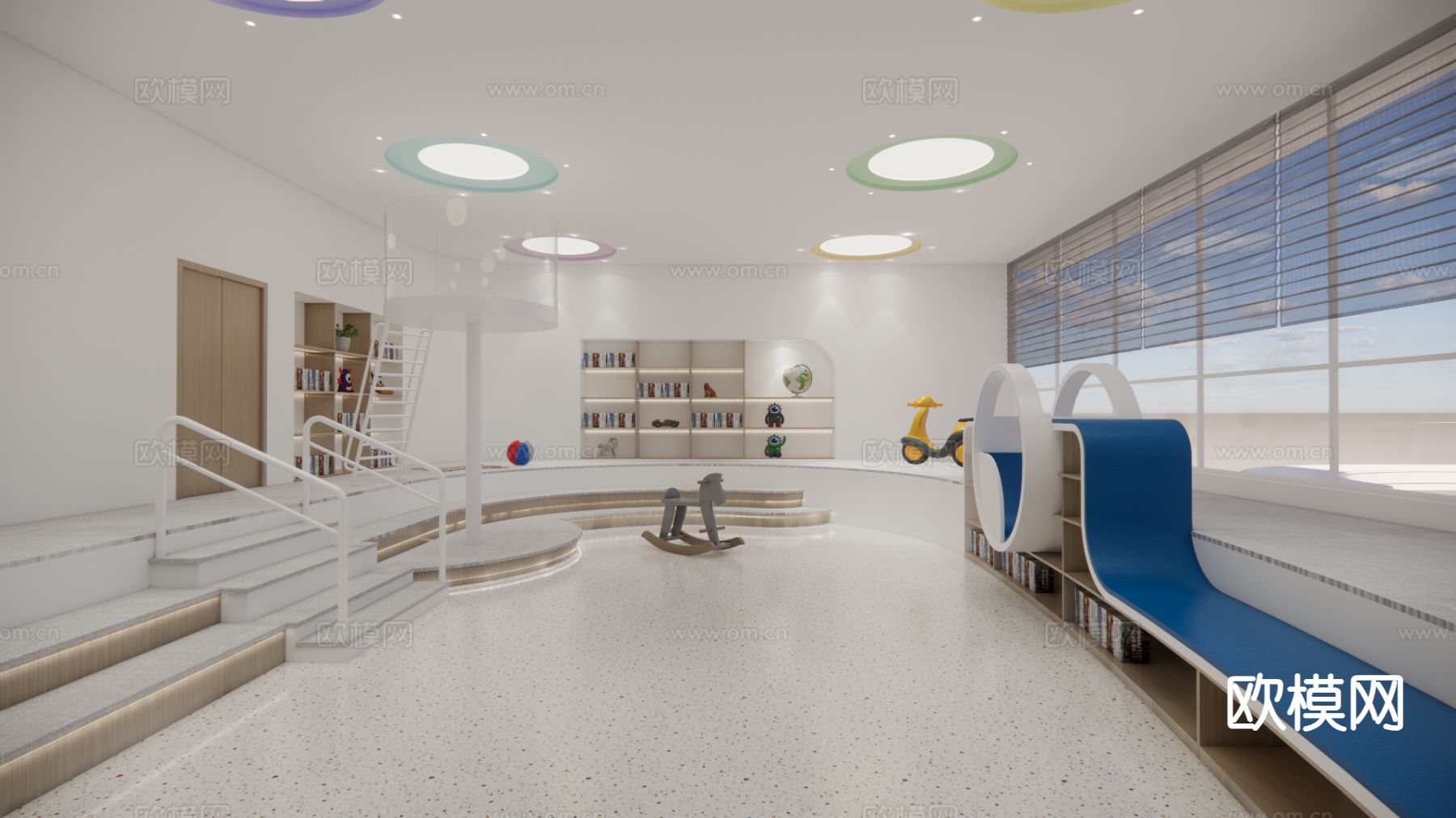 幼儿园活动区su模型下载（渲染图3）