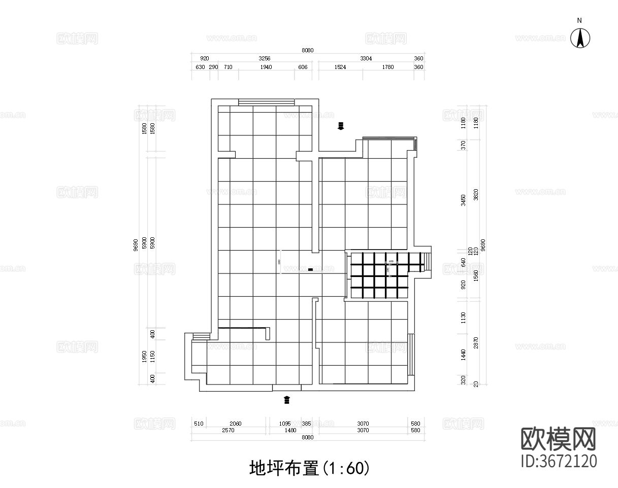 60㎡家居CAD施工图下载（渲染图4）