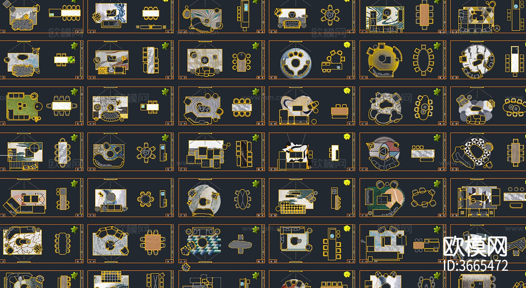 沙发餐桌CAD图库下载