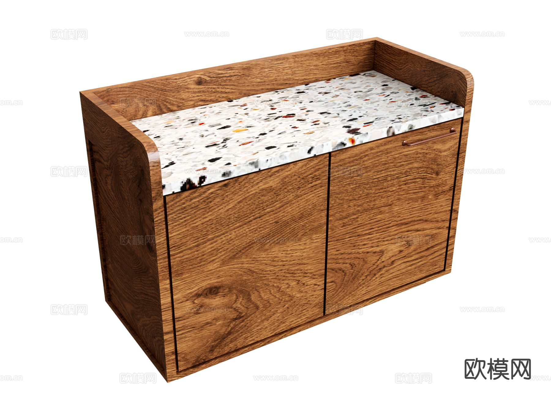 原木风前台 接待台 服务台su模型下载（渲染图2）