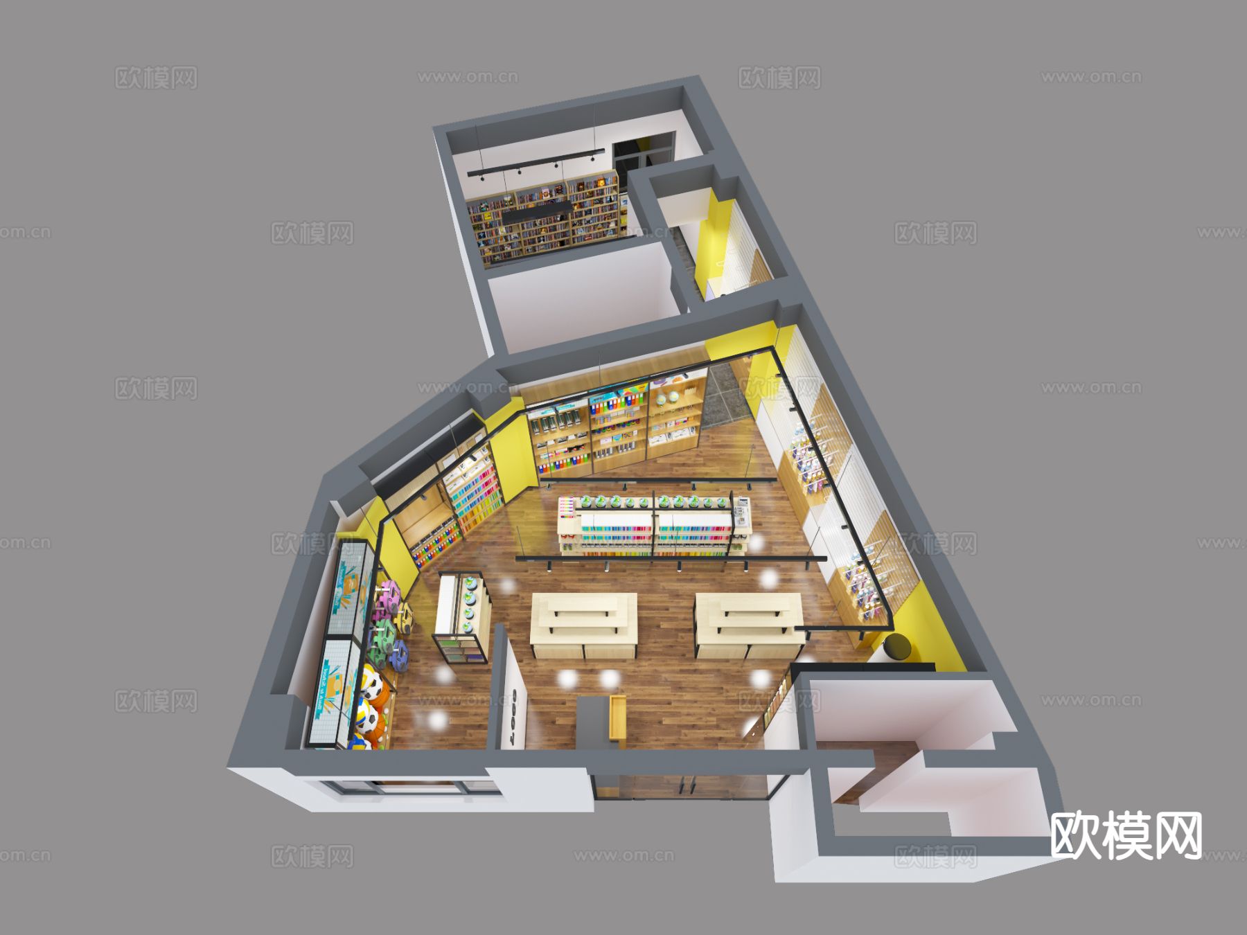 现代文具店su模型下载（渲染图1）