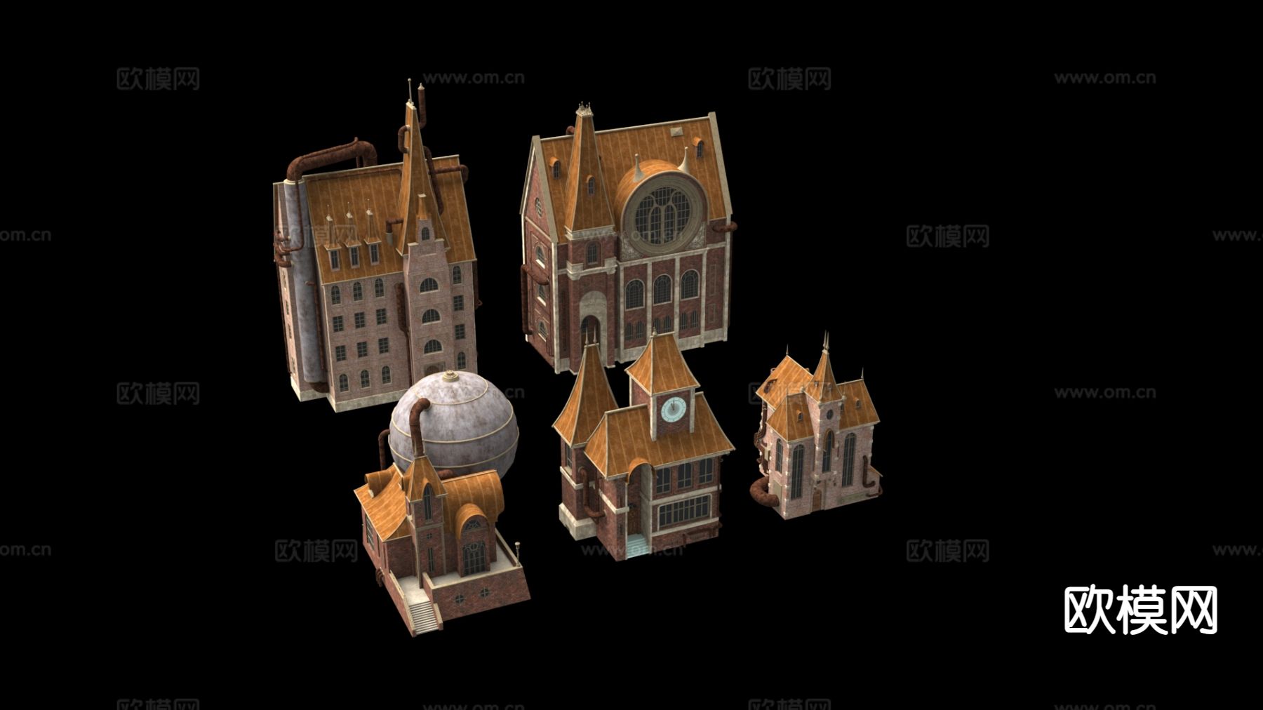 欧式城堡外观su模型下载（渲染图2）