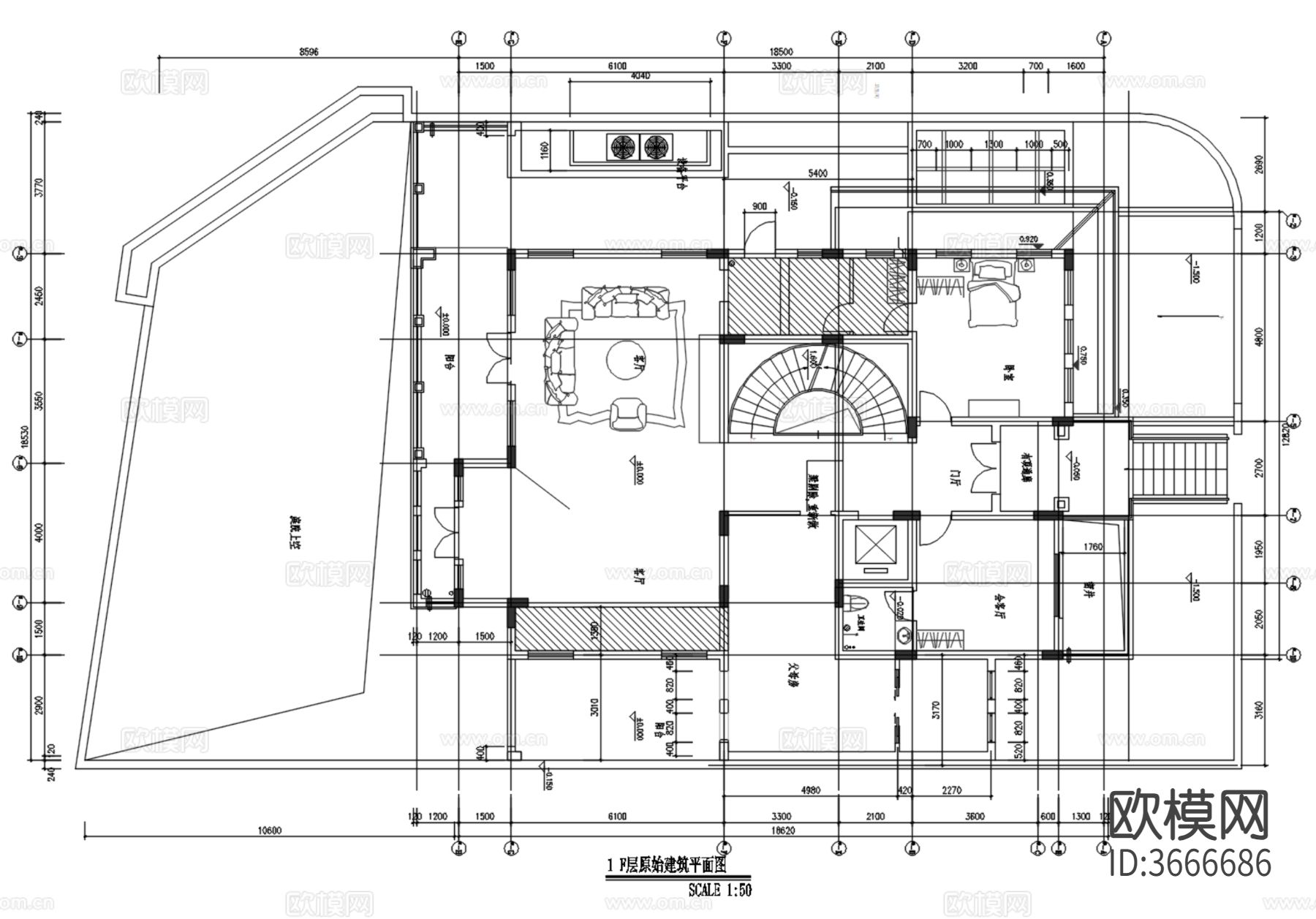 深圳曦城别墅CAD平面图下载（渲染图6）