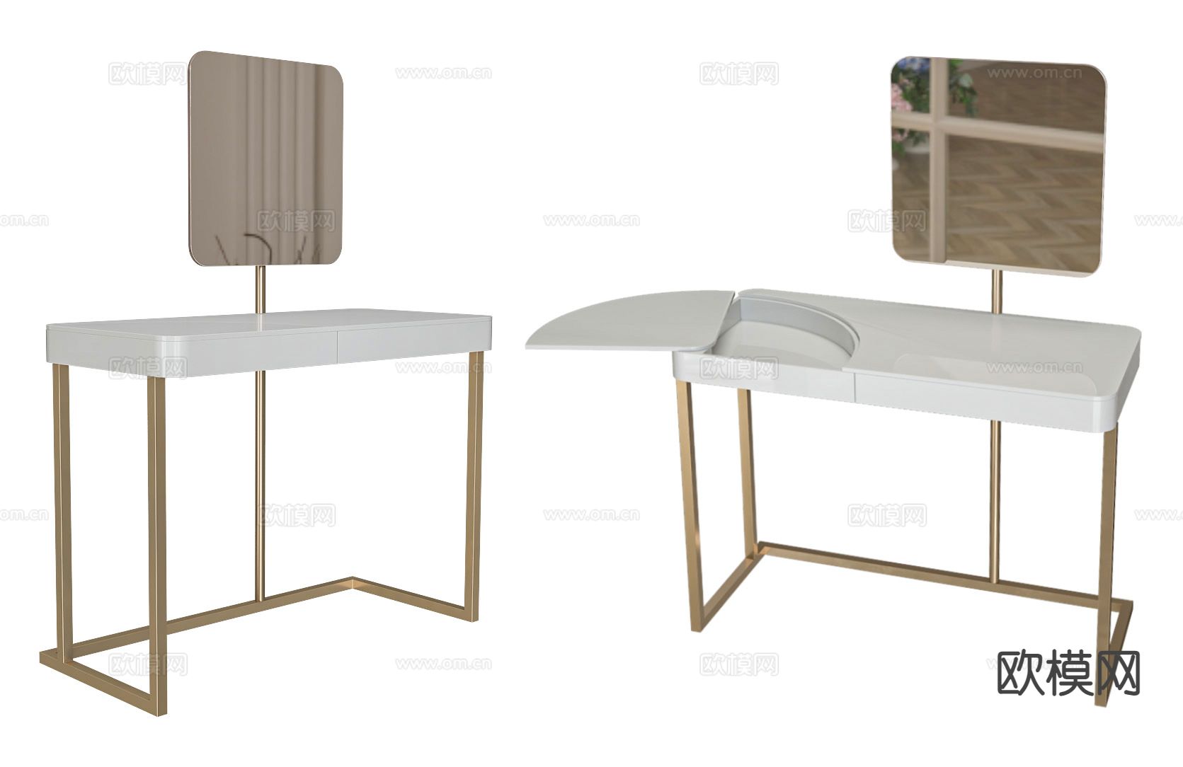 轻奢梳妆台 化妆桌su模型下载（渲染图2）